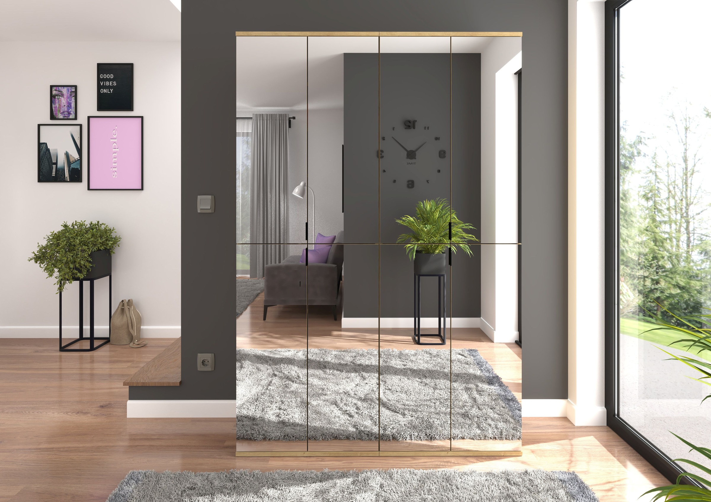 INOSIGN Garderoben-Set »Trondheim, Breite 122cm, best. aus 2 Schränken, 8 Türen, 18 Fächer«, (Set, 2 St.), inkl. ausziehbarer Kleiderstange, Garderobenschrank, Kleiderschrank