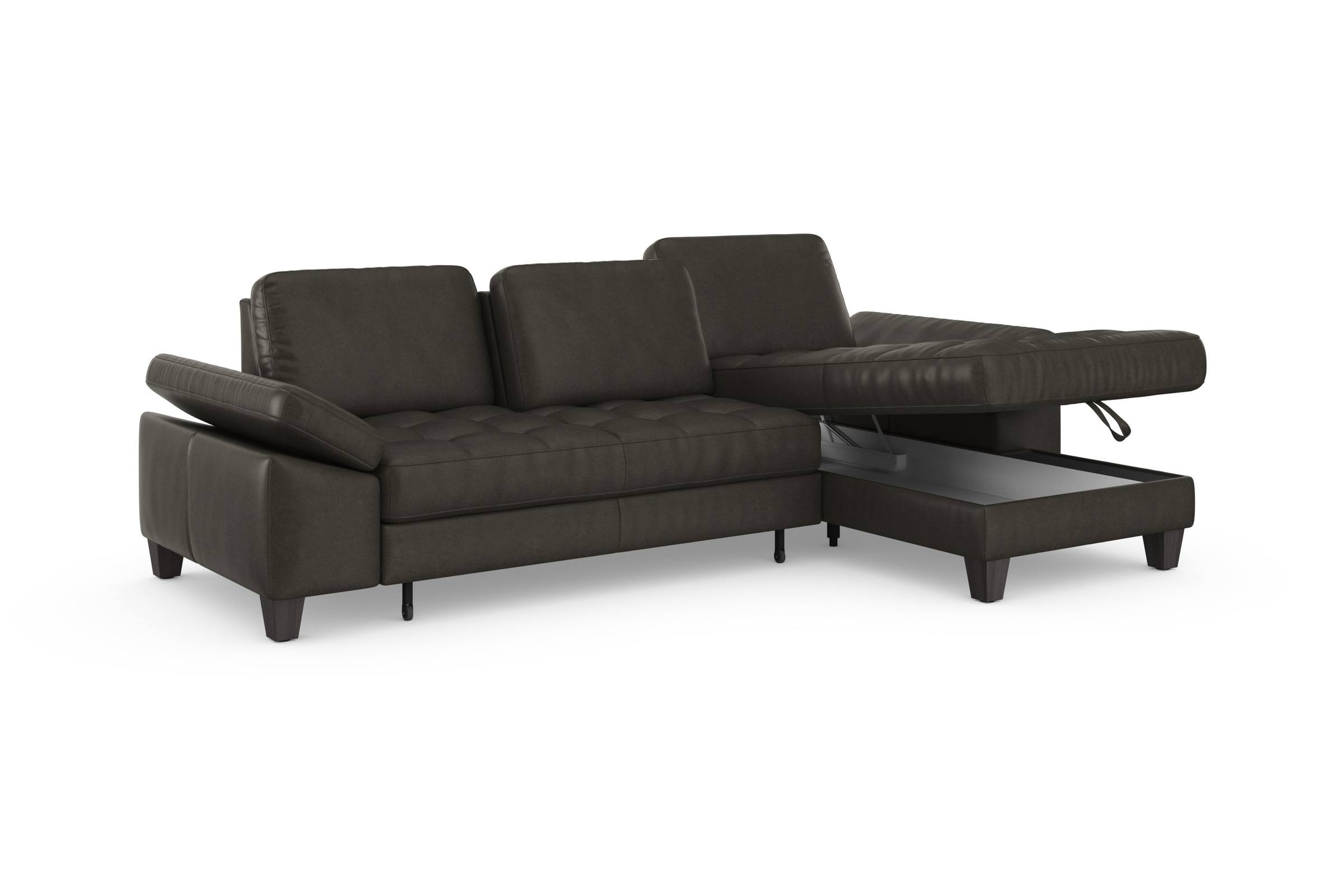 sit&more Ecksofa »Westham L-Form«, Recamiere, mit oder ohne Bettfunktion, Bettkasten, Füße wengefarben