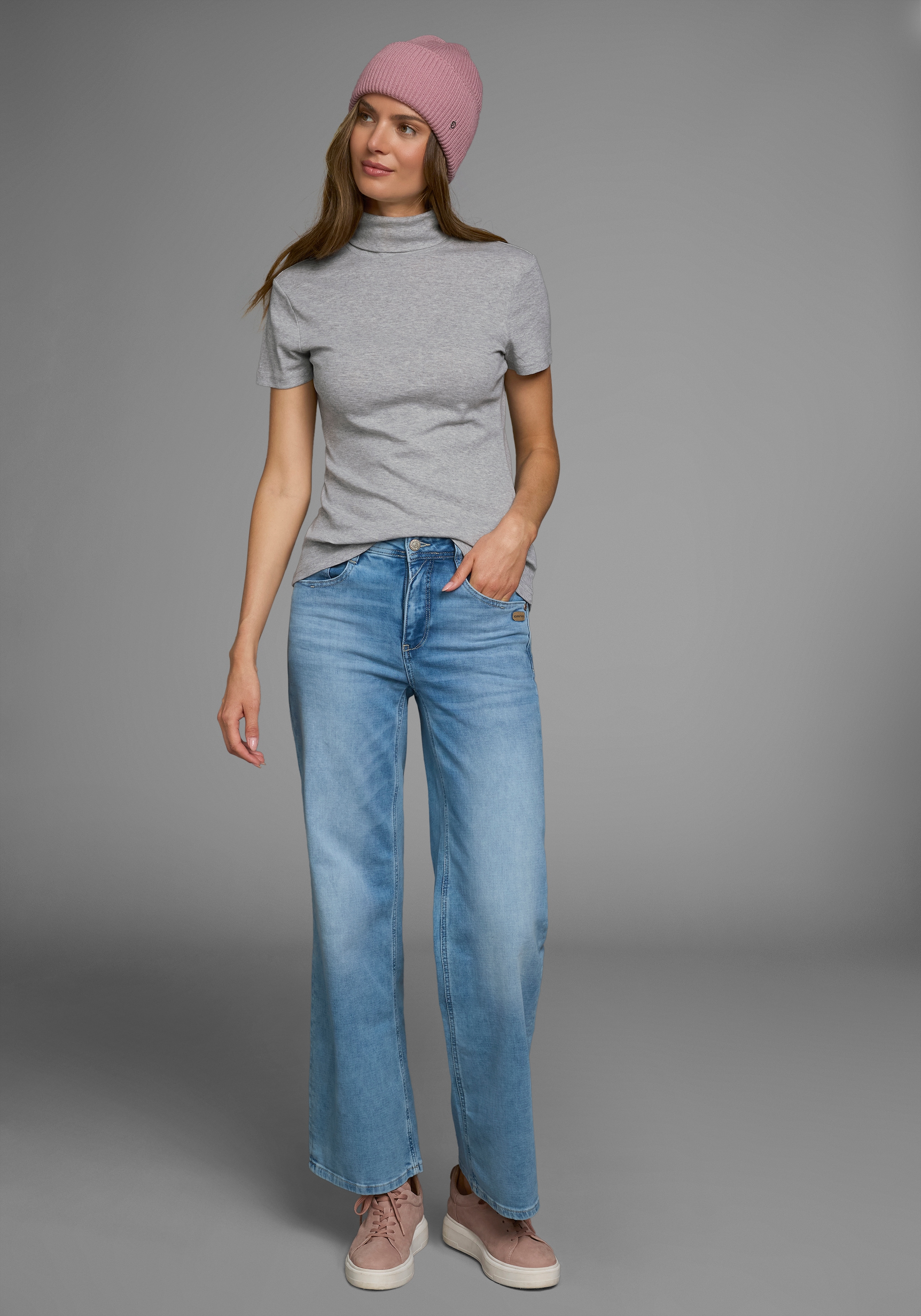 Flashlights Rollkragenshirt figurbetont,  Basic-Stil,  Rollkragen,  aus 100% Baumwolle,  elastisch