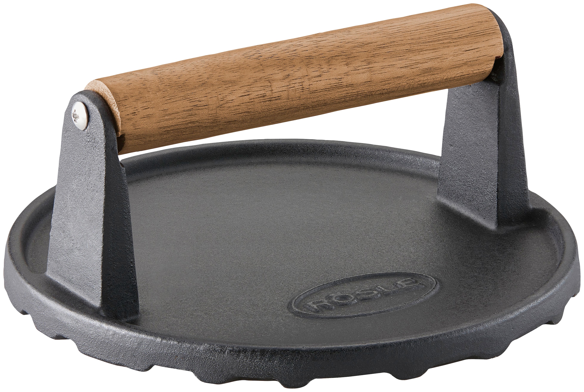 RÖSLE Burgerpresse »BBQ Gewicht, 25231«, Barbecue-Gewicht zum schnelleren Garen, Gusseisen, Holzgriff, 17,5 cm