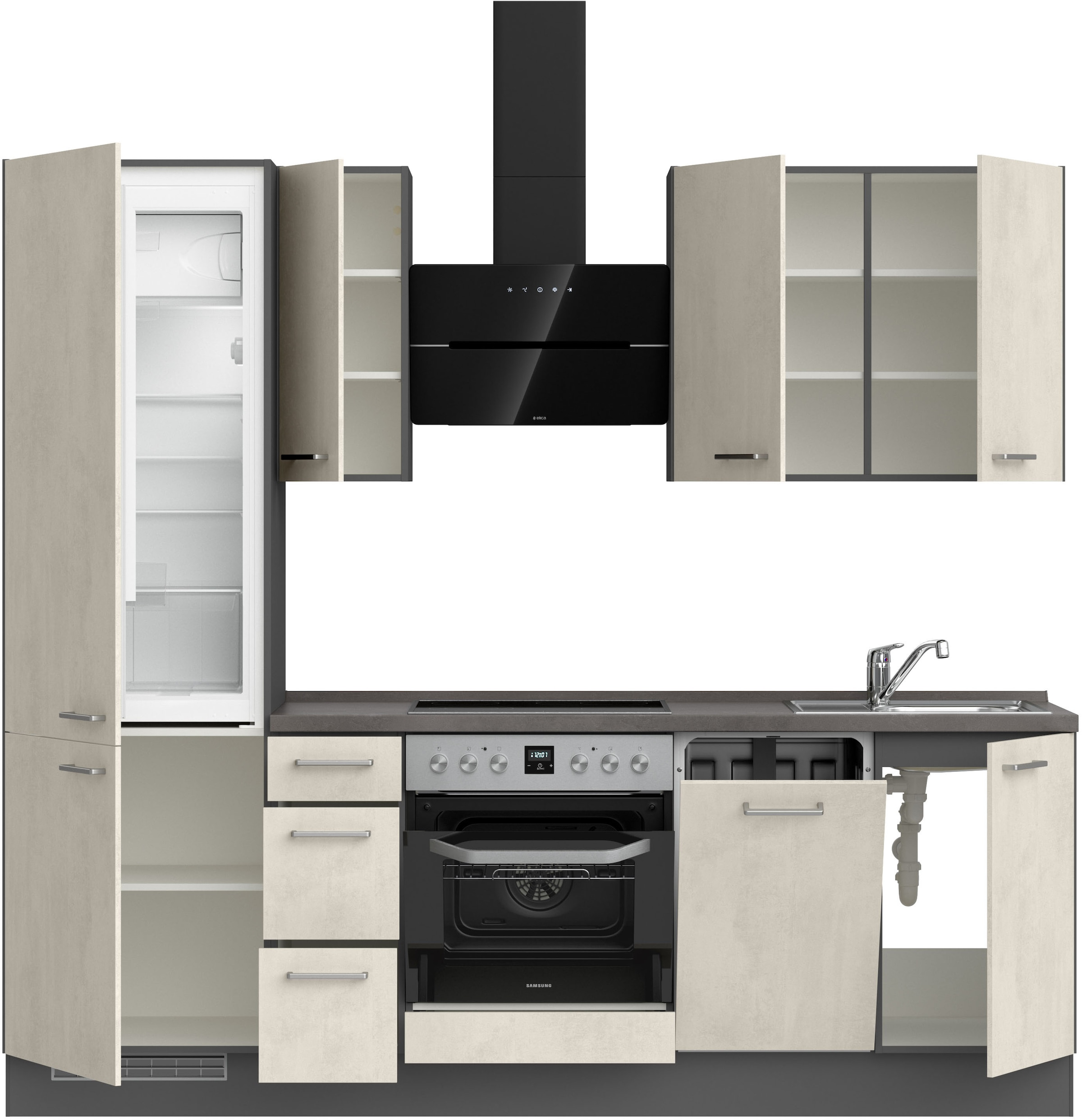 nobilia® Küchenzeile »"Riva II"«, vormontiert, Ausrichtung wählbar, Breite 240 cm, wahlw. mit E-Geräten