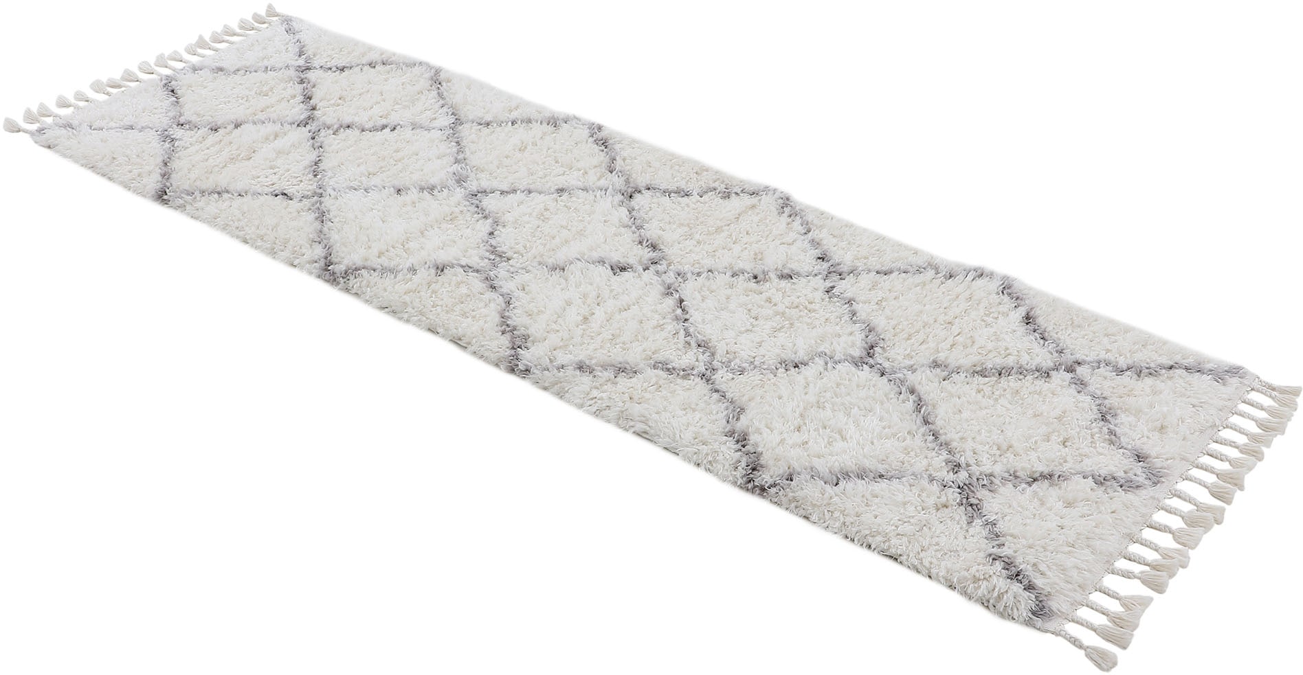 carpetfine Hochflor-Läufer »Eddy«, rechteckig, 30 mm Höhe, mit Fransen, Wohnzimmer