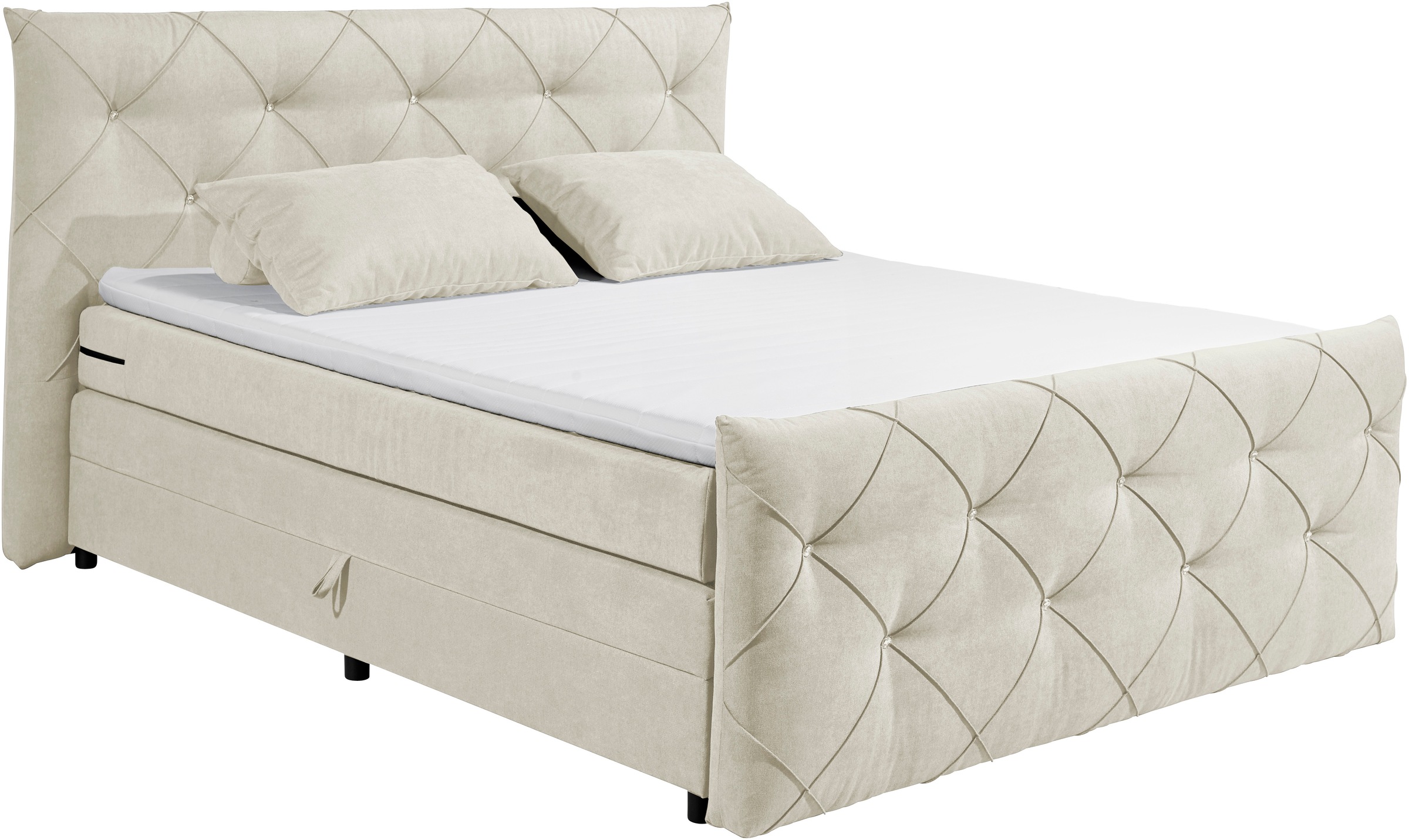 ED EXCITING DESIGN Boxspringbett »Villano«, mit Strasssteinen, Breite: 180c günstig online kaufen