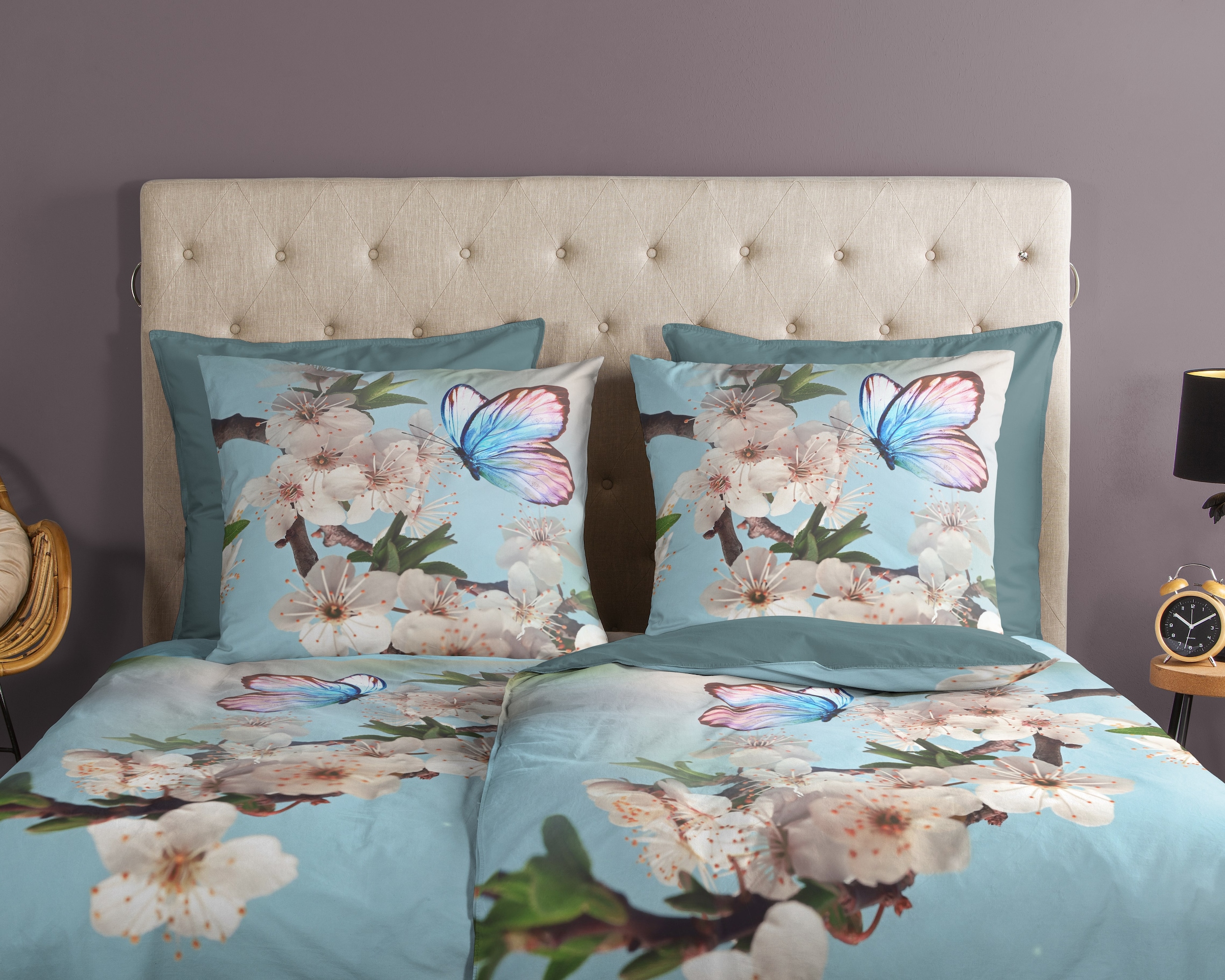 good morning Wendebettwäsche »Mayla« 2 Stk. tlg. 100% Baumwolle, Renforcé, Reißverschluss, Wendeoptik, Blume