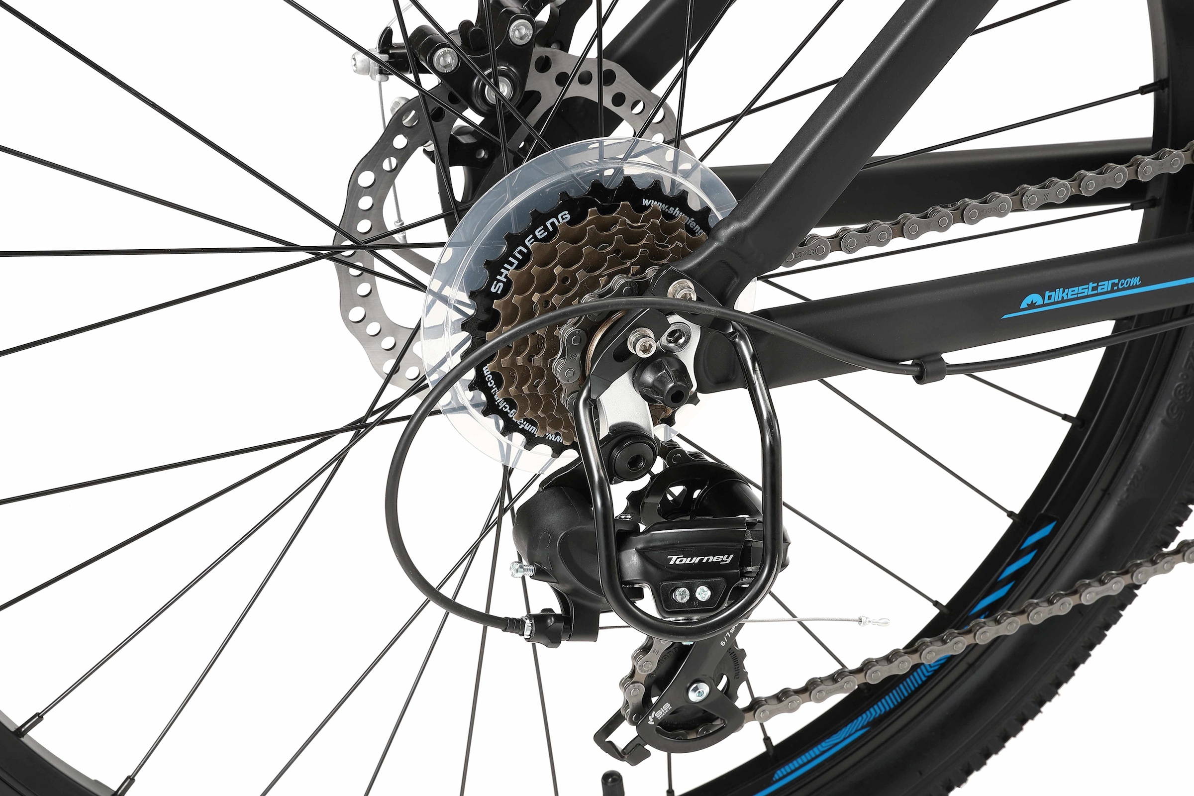 Bikestar Mountainbike, 21 Gang, Shimano, RD-TY300 Schaltwerk, Kettenschaltung, für Damen und Herren, Kettenschaltung