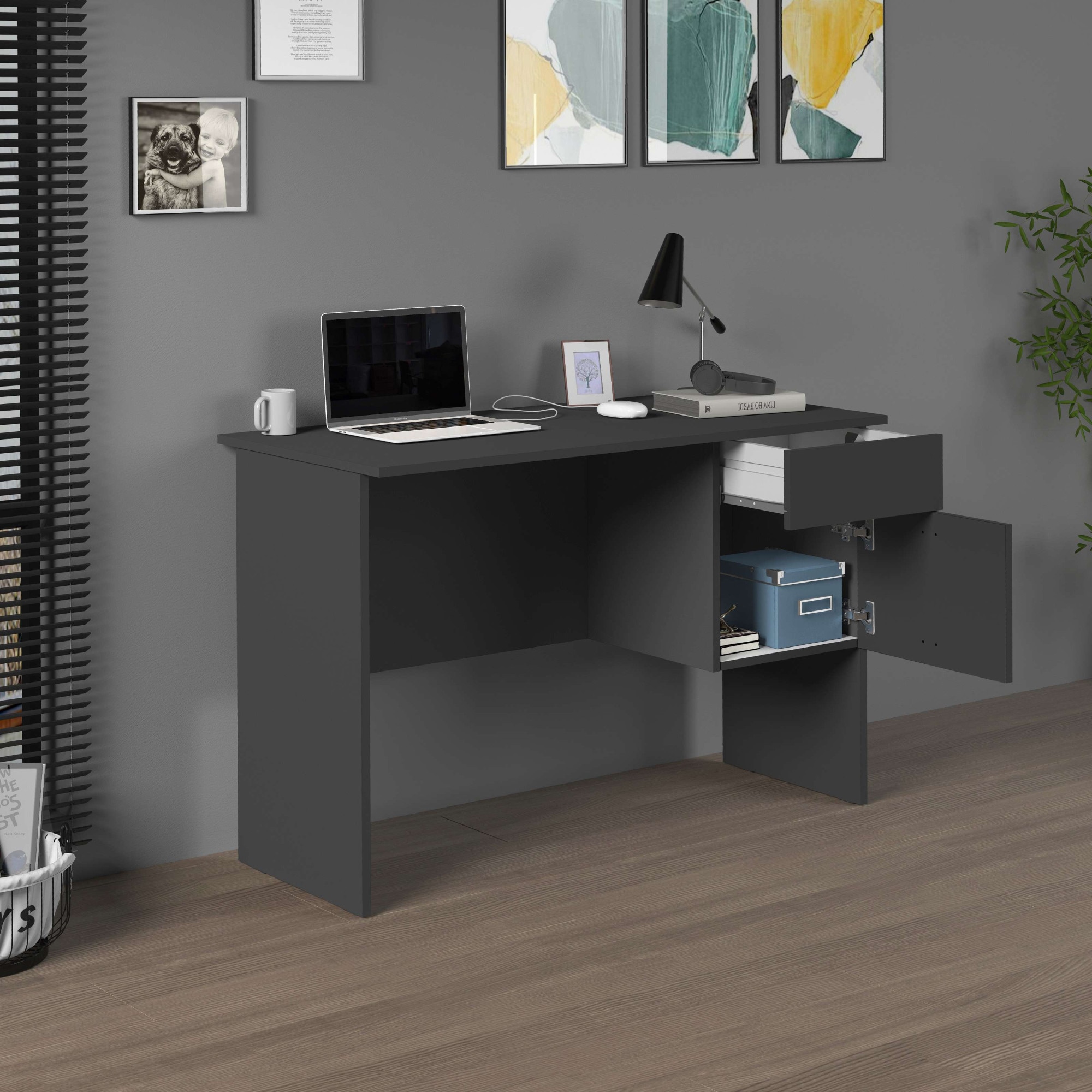 INOSIGN Schreibtisch »Essential, Schreibtisch, kleiner Computertisch, Bürotisch für Büro«, (1 St.), mit 1 Tür,1 Schublade, Arbeitsplatte Breite 110 cm