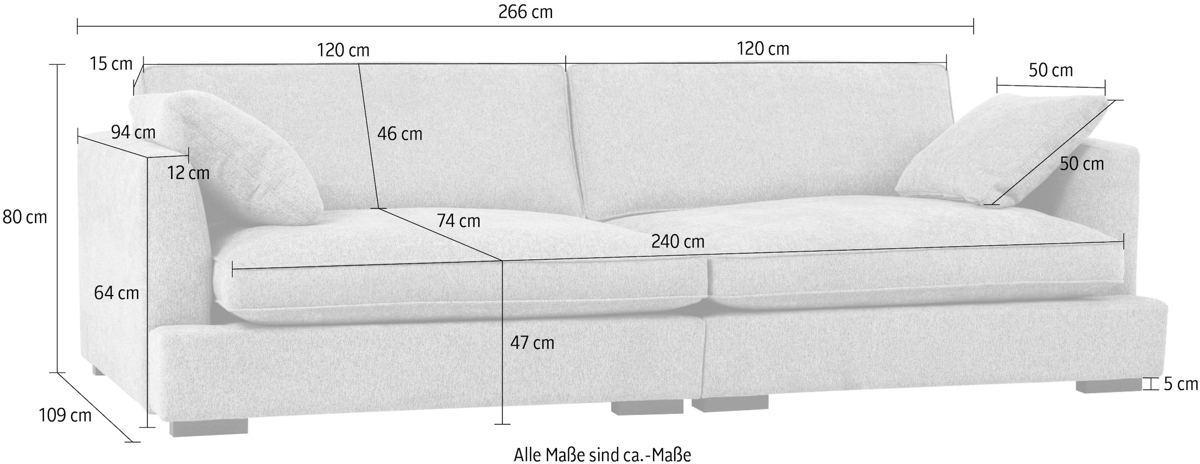 Guido Maria Kretschmer Home&Living Big-Sofa »Annera«, weicher Sitzkomfort, mit extra tiefen Sitzflächen, Füllung mit Federn