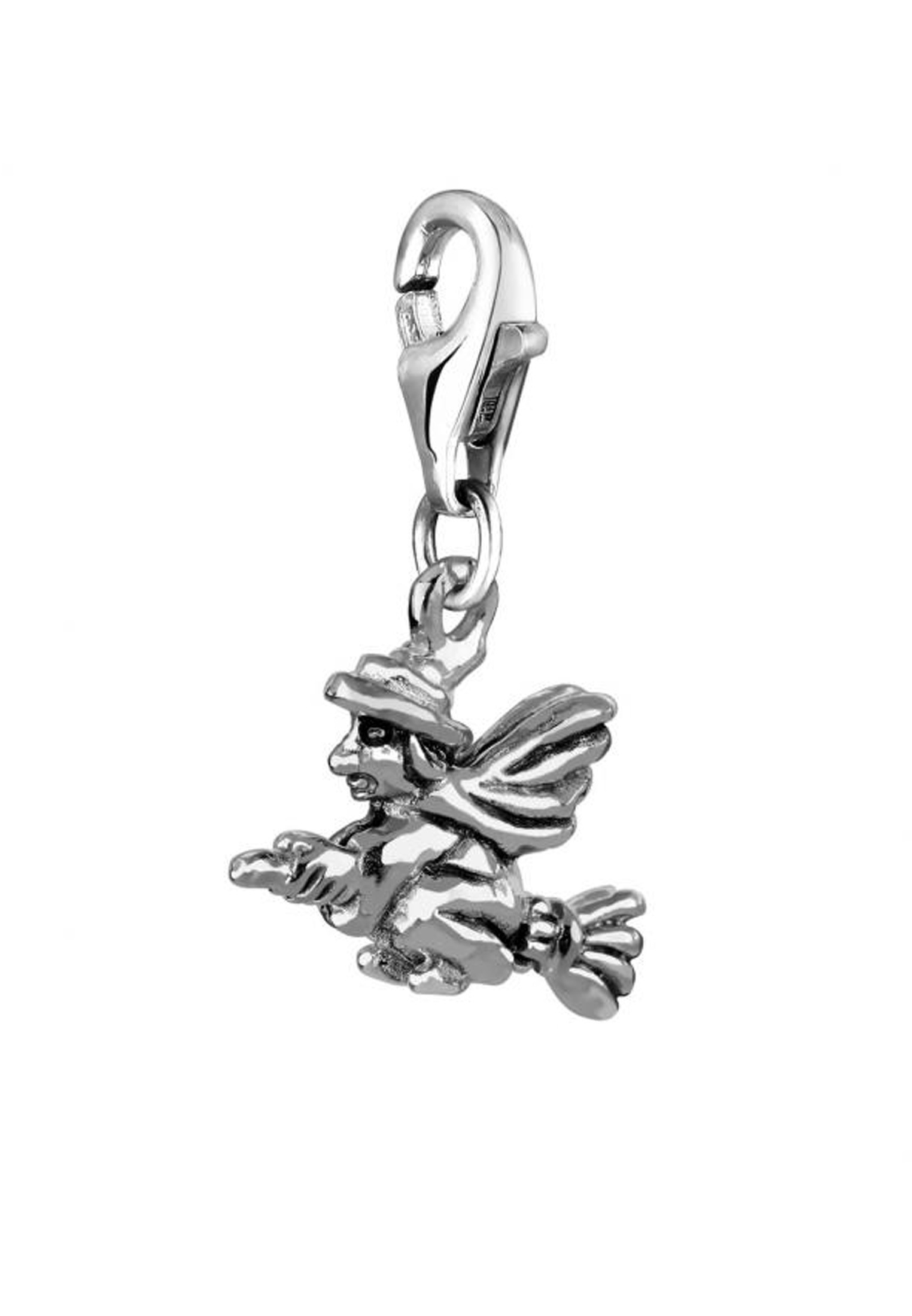 Nenalina Charm-Einhänger »Hexen-Anhänger Halloween Besen oxidiert 925 Silber«