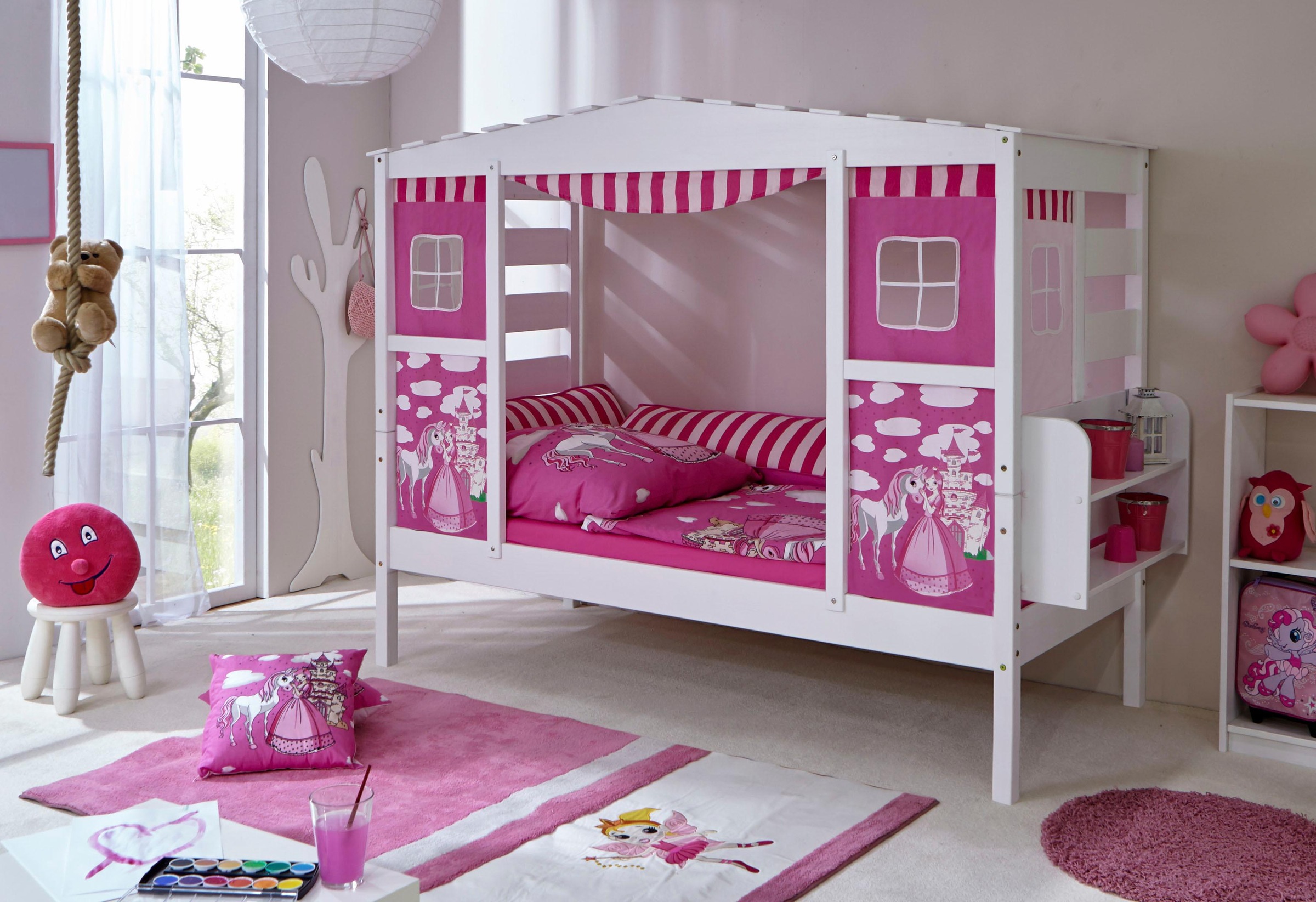 Ticaa Kinderbett "Lio", Hausbett, aus Kiefer Massivholz, inkl. Rollrost günstig online kaufen