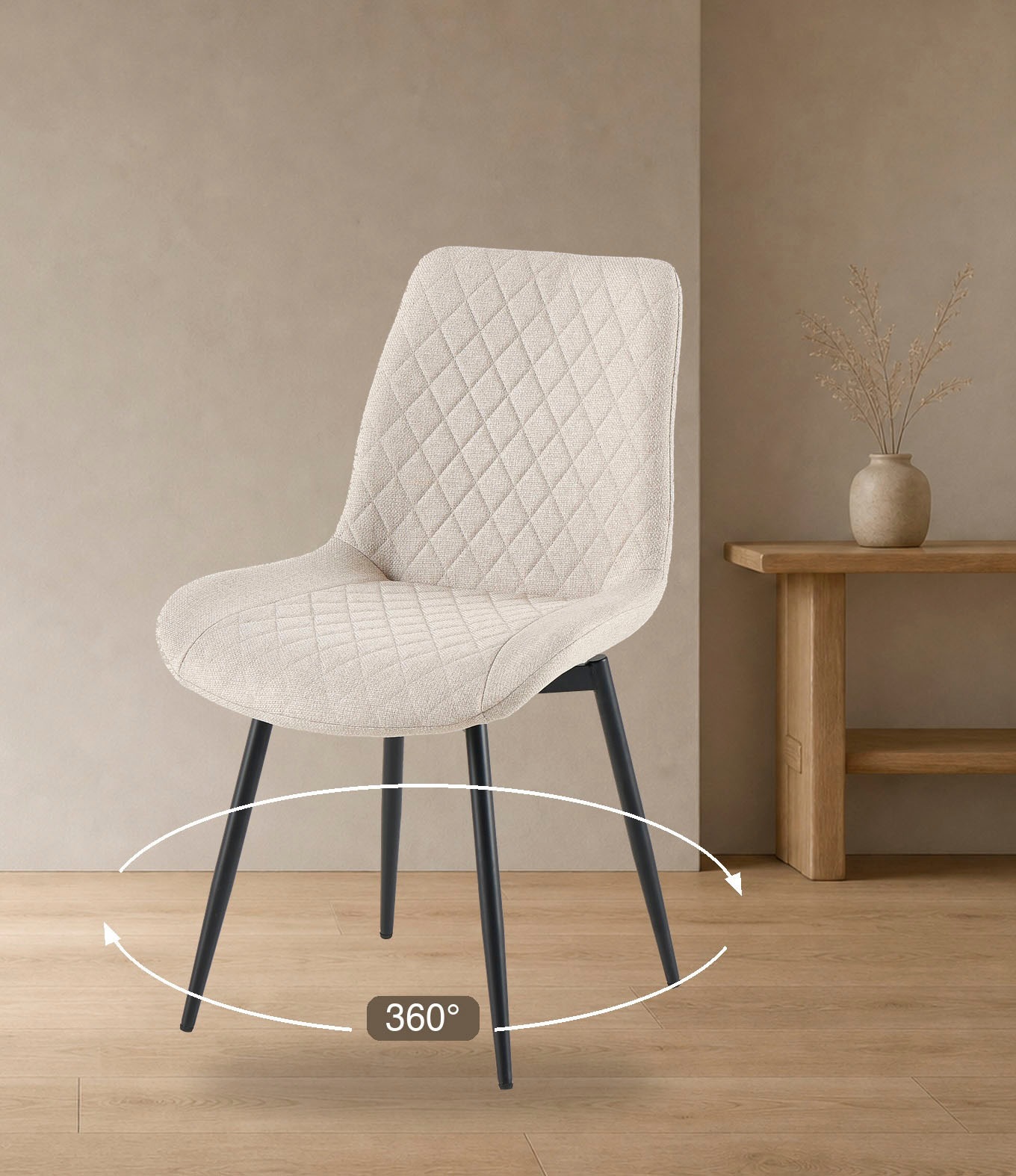 OTTO home Esszimmerstuhl »Juniper« () 2 Stk.Stuhl aus Webstoff mit moderner Rautensteppung und 360° Drehfunktion