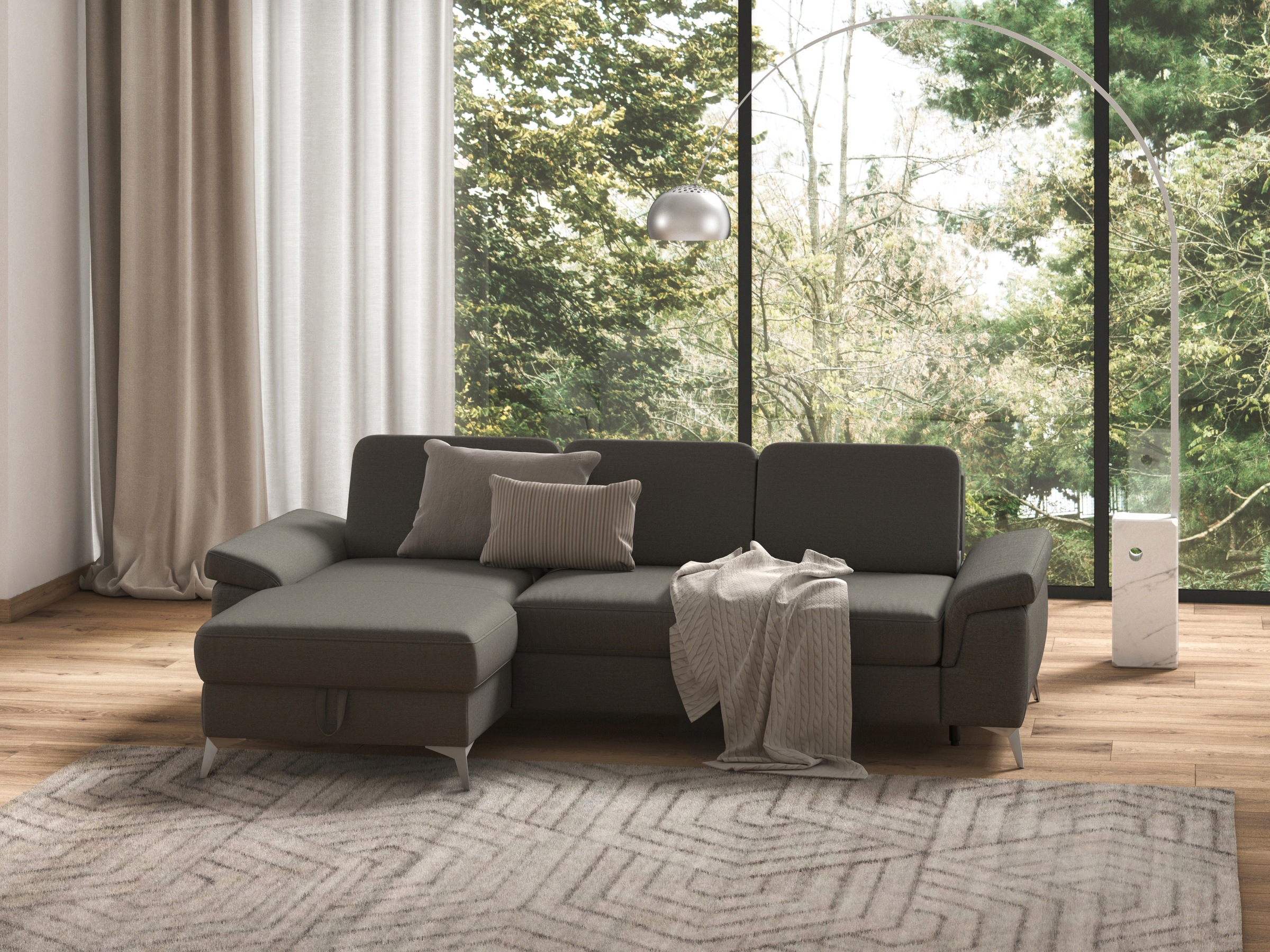 sit&more Ecksofa »Padua L-Form«, inklusive Sitztiefenverstellung, Armteilfunktion und Federkern
