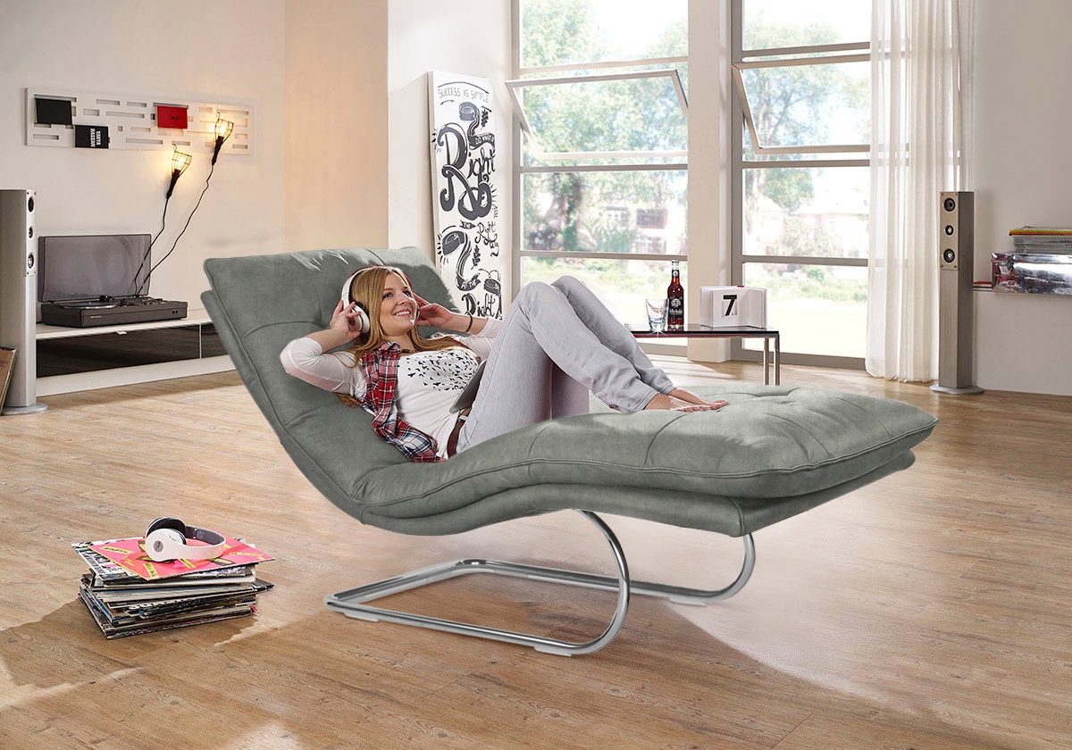 W.SCHILLIG Relaxliege »daily dreams« in Waffelkissen-Optik, wahlweise mit Motor, Freischwingergestell