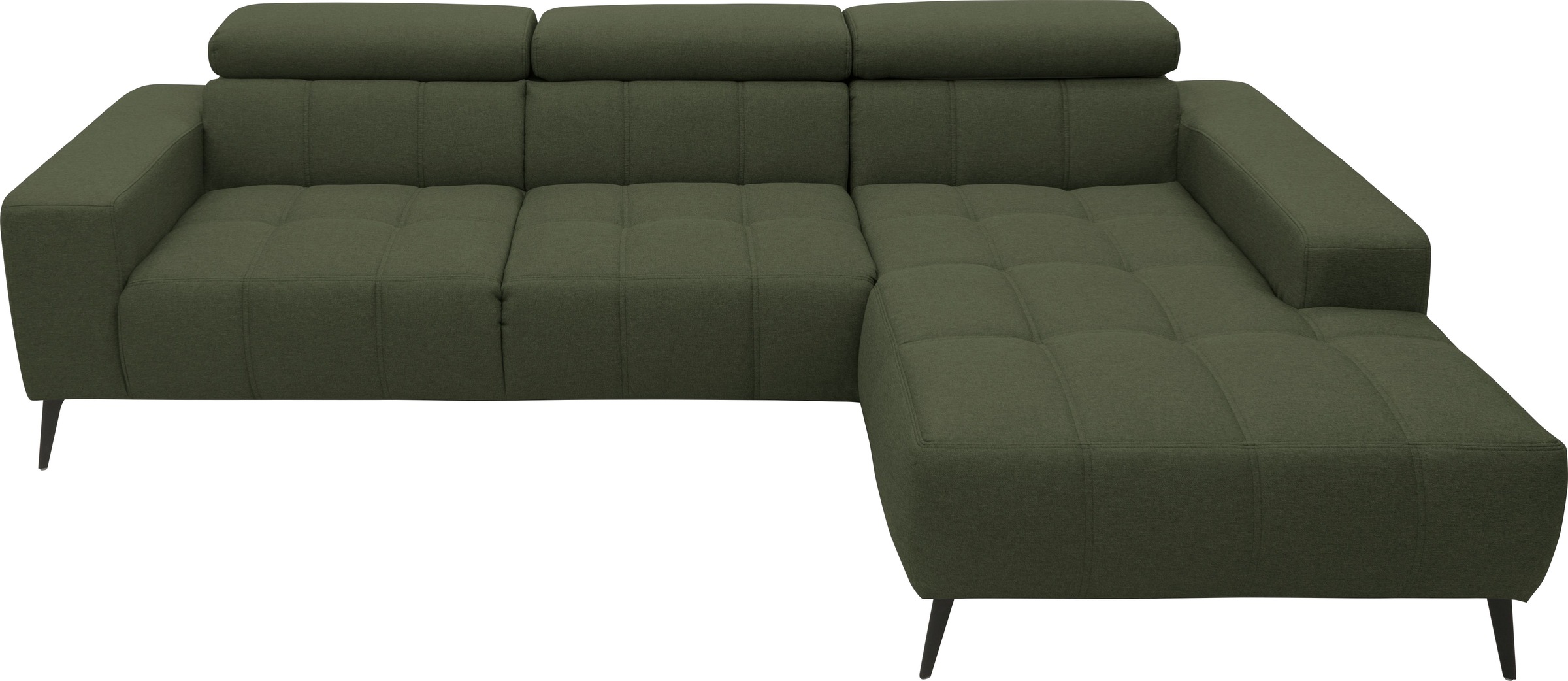 DOMO collection Ecksofa »Trento L-Form, mit Kufenfuß oder Einzelfuß«, wahlweise mit Kopfteilverstellung, Recamiere links/rechts bestellbar