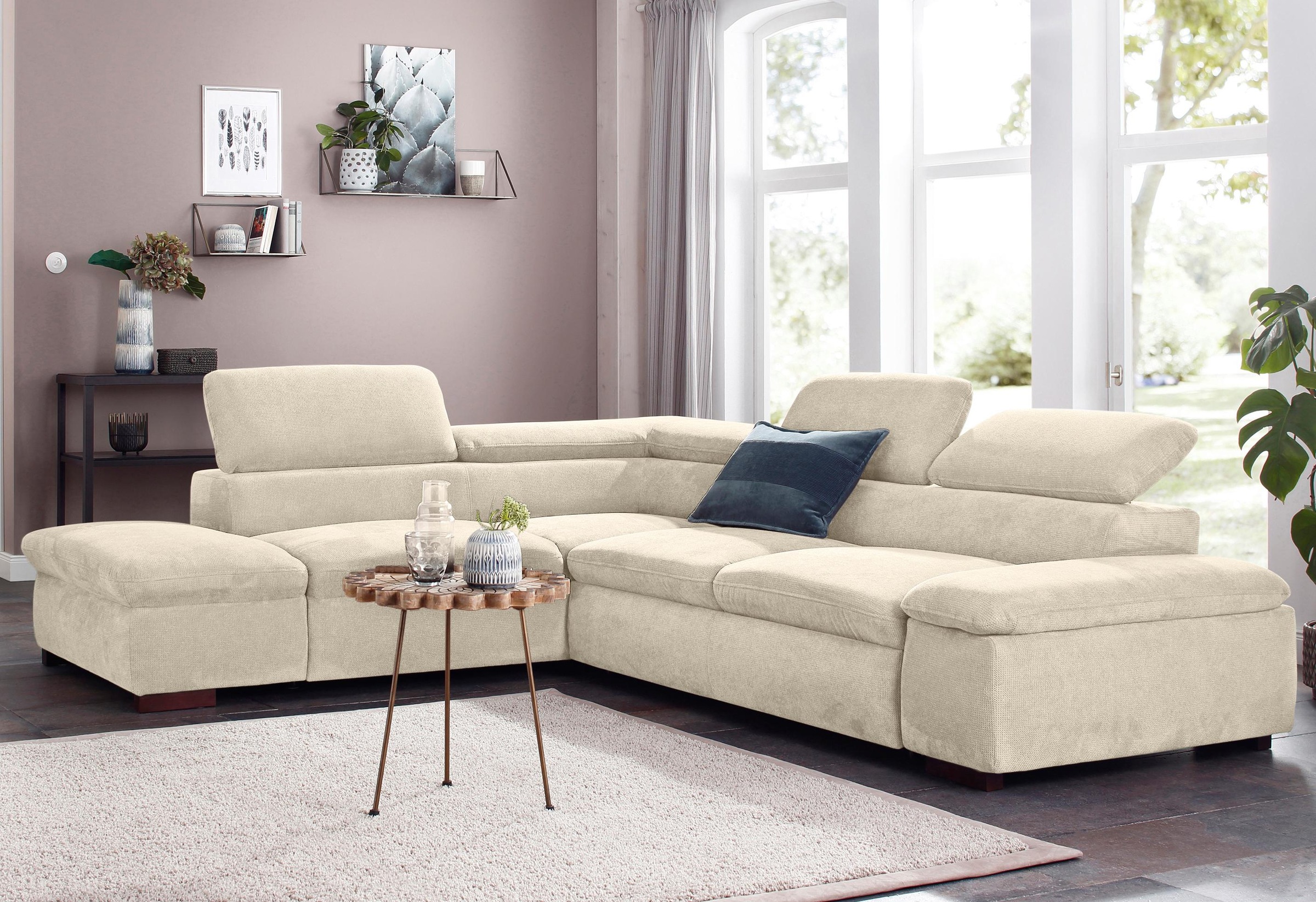 Home affaire Ecksofa »Alberto L-Form«, mit Kopfteilverstellung, wahlweise mit Bettfunktion