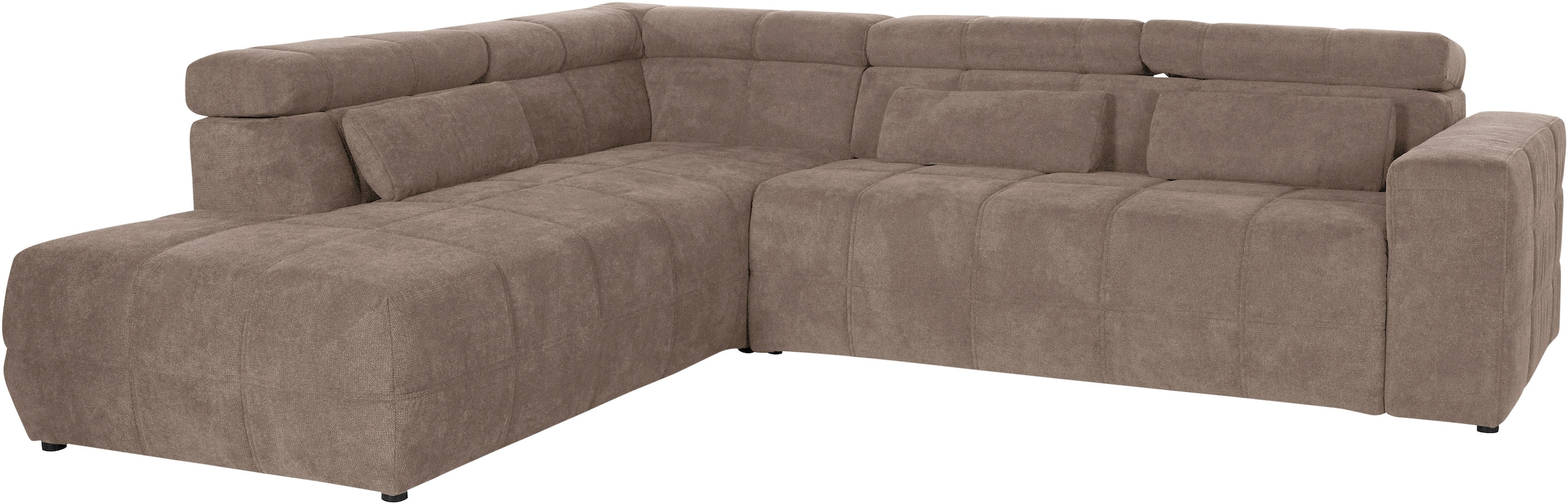 DOMO collection Ecksofa »Brandon L-Form, auch in Leder«, inklusive Kopfteilverstellung, wahlweise mit Sitztiefenverstellung