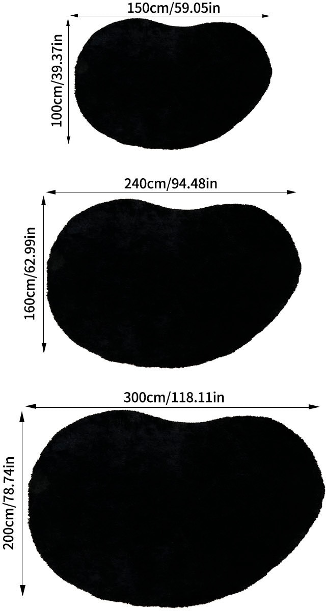 Bruno Banani Hochflor-Teppich »Dana Bean shape, besondere Form, weich, Mikrofaser Teppiche«, U-förmig, 30 mm Höhe, organische Form, uni, Wohnzimmer, Schlafzimmer, Esszimmer