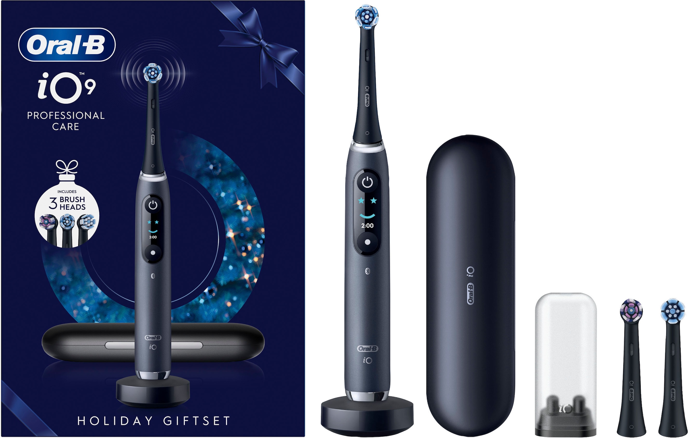 Oral-B Elektrische Zahnbürste »iO Series 9« 3 Stk. Aufsteckbürsten Geschenkedition, 7 Putzmodi, Lade-Reise-Etui