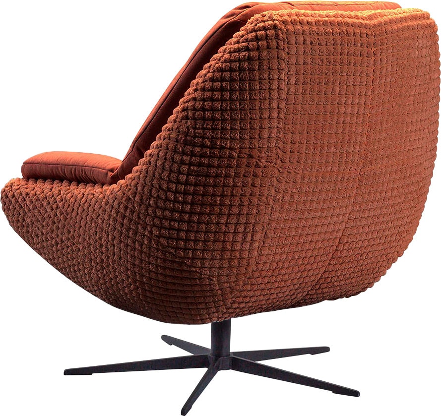 exxpo - sofa fashion Drehsessel »Dim, Loungesessel im Materialmix, Design und Komfort, Solitärmöbel«, Drehsessel bequem gepolstert mit elegantem Metall-Sternfuss