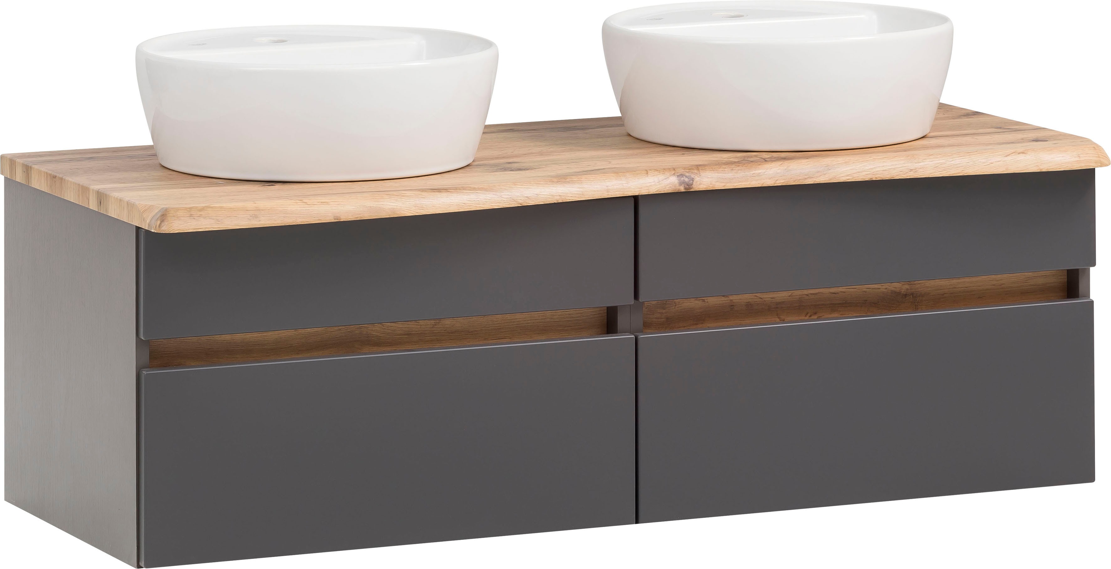 Waschbeckenschrank „Lienz“, mattgrau B/H/T: 120 cm x 54,5 cm x 47 cm