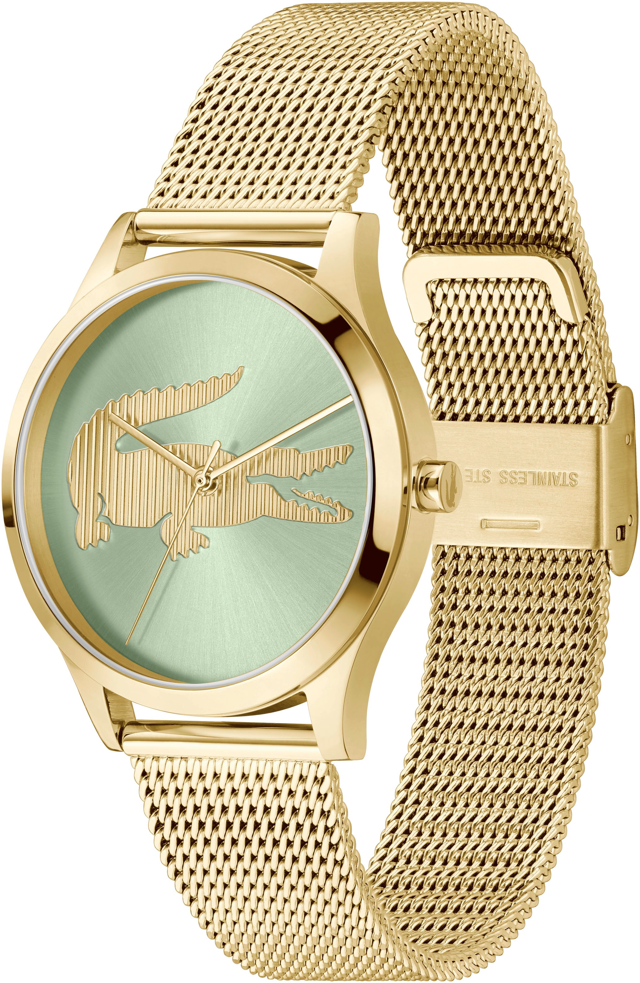 Lacoste Quarzuhr »CROCODELLE«, Armbanduhr, Damenuhr, Edelstahlarmband, analog