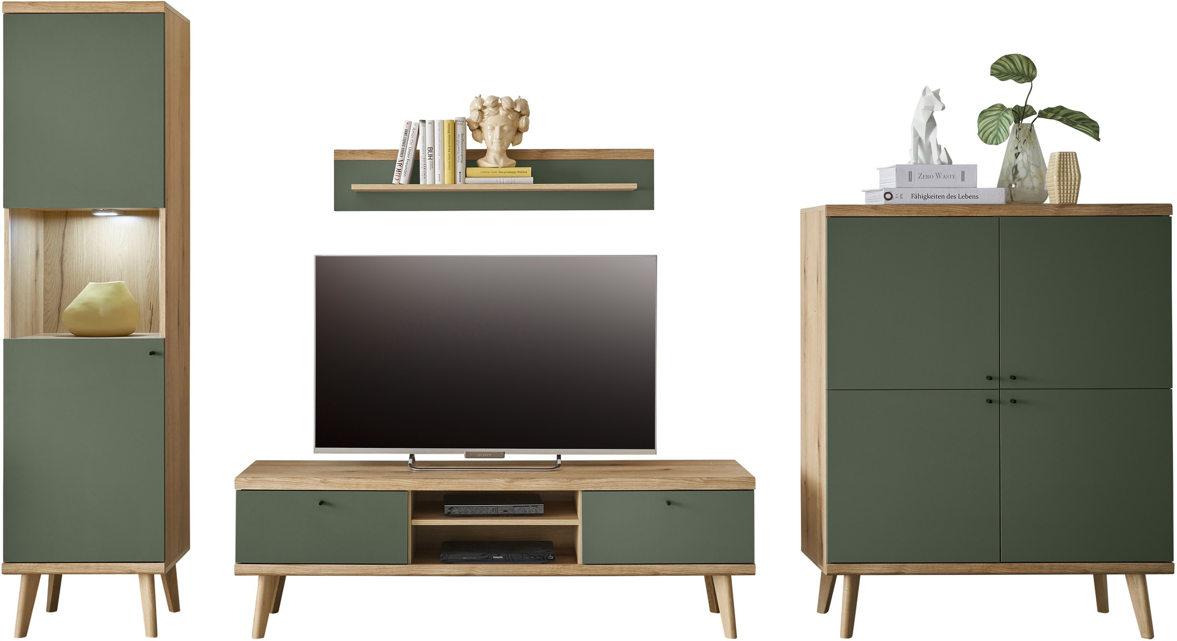 INOSIGN Wohnwand "MAVAS" Set, 4 Stk. tlg. in moderner Trendfarbe, Griffe au günstig online kaufen