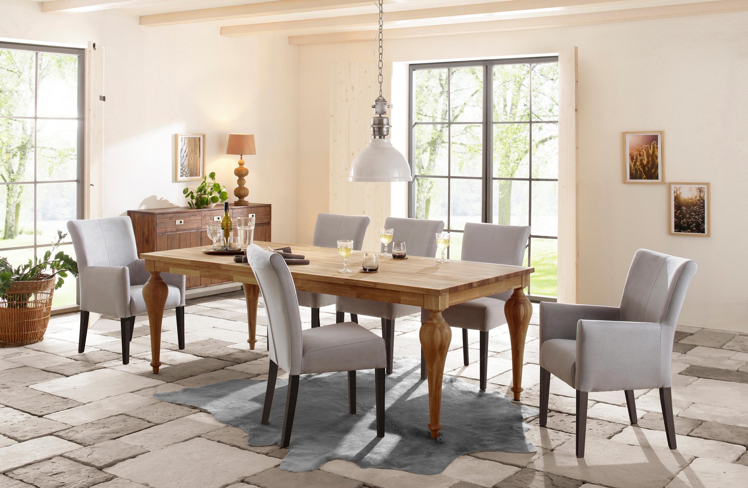 Home affaire Esszimmerstuhl »King«, Luxus-Microfaser, Polsterstuhl, Armlehnstuhl, Gestell Massivholz
