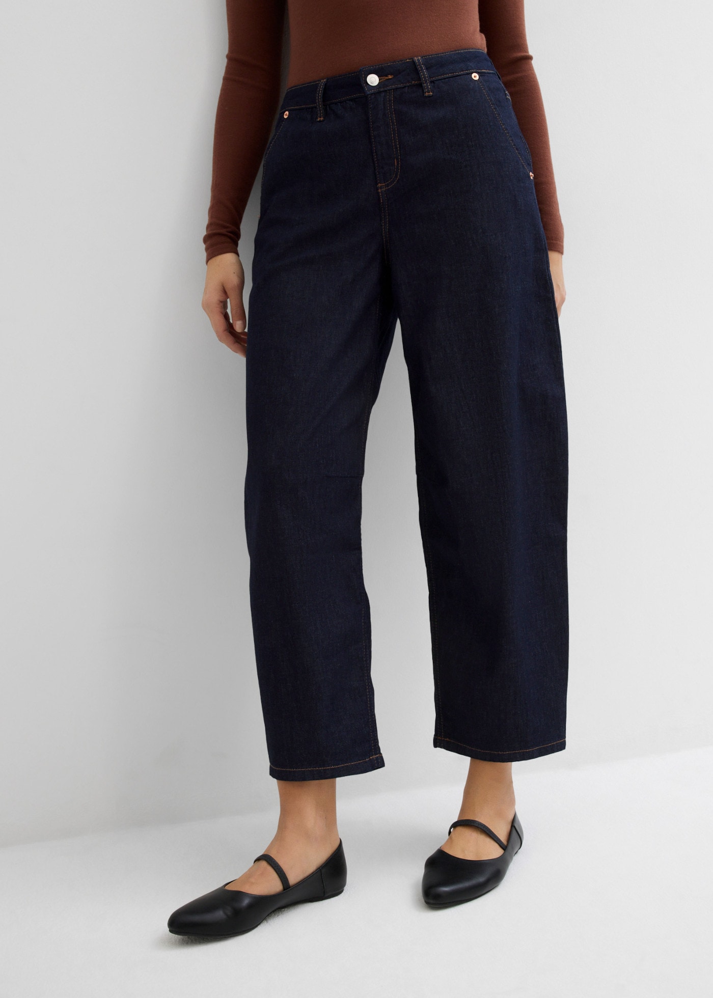 bonprix Stretch-Jeans mit Stretch-Anteil, lockere Passform, verkürzte Balloon Leg
