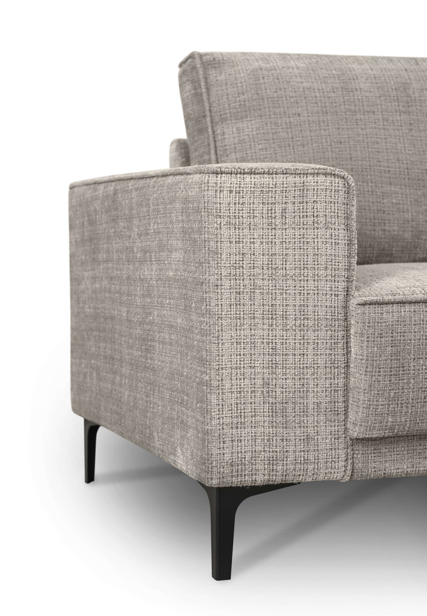 Places of Style Ecksofa »Polsterecke Oland, Struktur, Flachgewebe, Luxus-Microfaser, Boucle«, L-Form, 280 cm, Wellenunterfederung, Skandi-Design, Metallfüße
