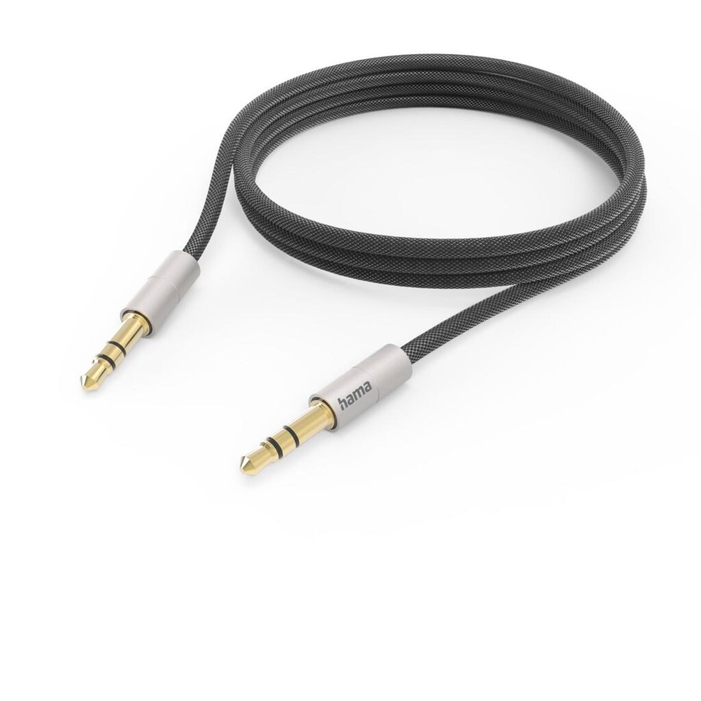 Hama Audio-Kabel »Aux Kabel “AluLine“ 3,5 mm Klinke, 2,0 m, Silber, Schwarz«, 3,5-mm-Klinke, 200 cm