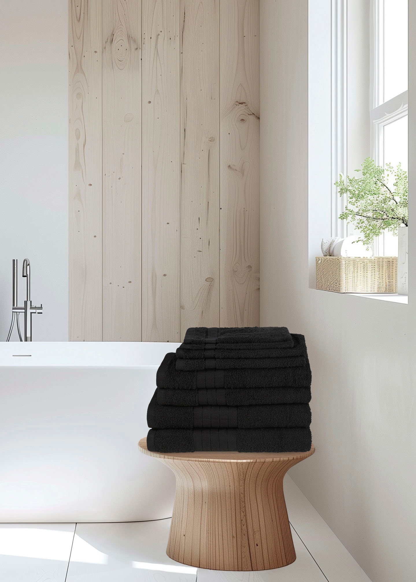 good morning Handtuch Set »Uni«, (Set, 8 St., 2 Stück 70x140 cm-2 Stück 50x100 cm-2 Stück 30x50 cm-2 Stück 16x21 cm), Baumwolle, Walkfrottee, Bordüre, 500 GSM, Einfarbig, ohne Aufhängung