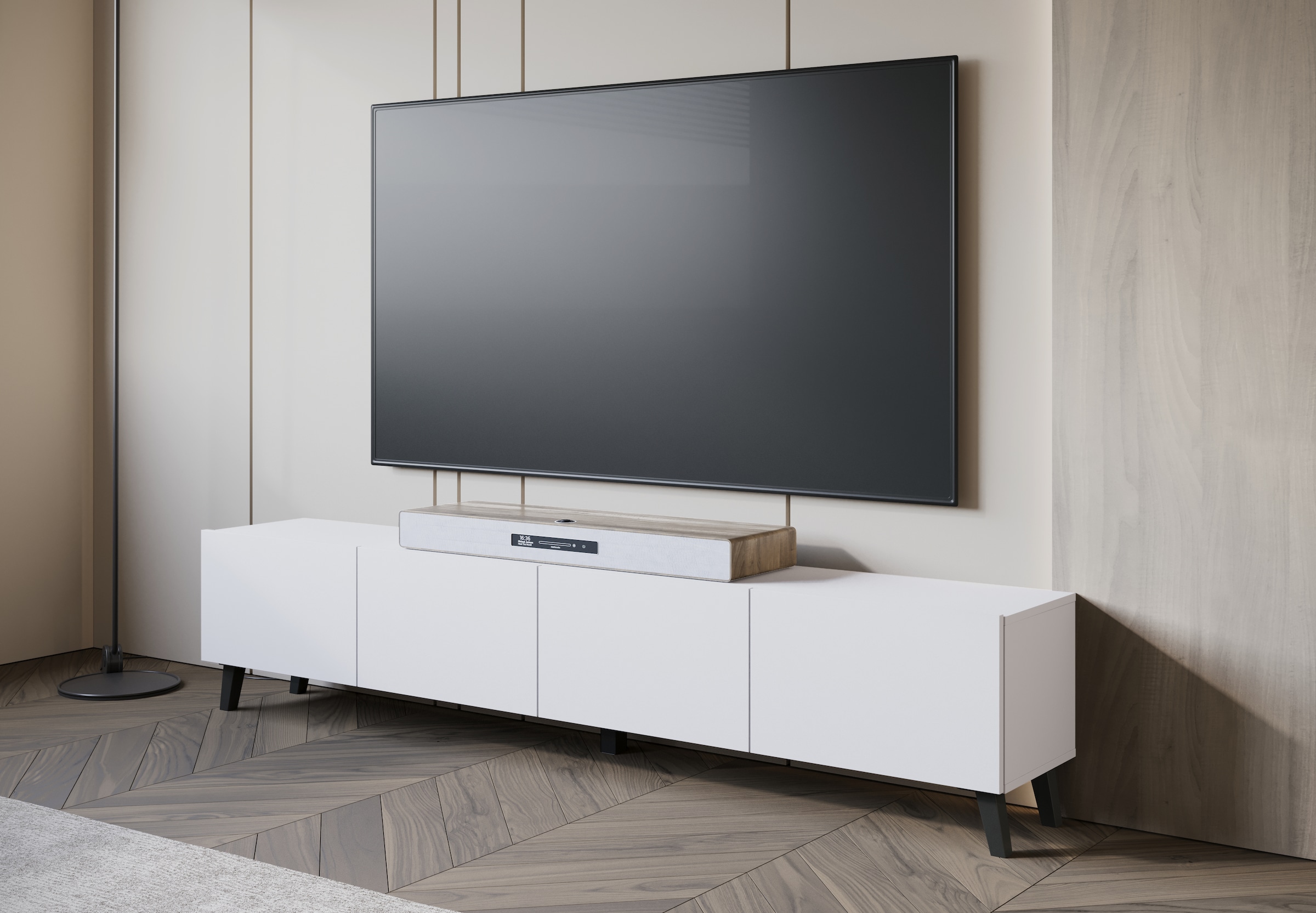 Home affaire Lowboard »LOWBOARD PHUKET II,  TV-Kommode Breite 190cm« 1 Stk. tlg. Modernes, griffloses Design mit 4 Klappen in eleganten, matten Farben