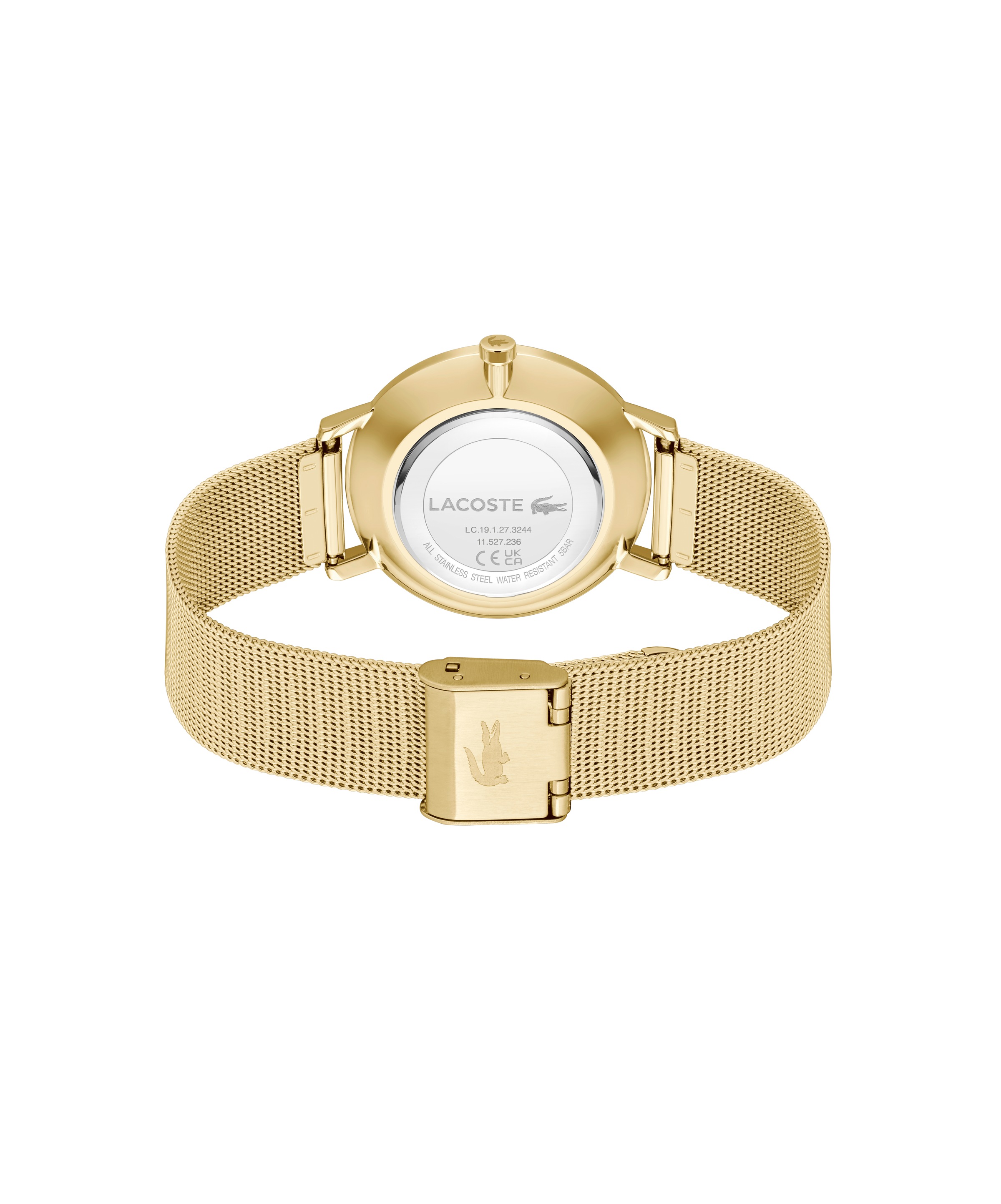 Lacoste Quarzuhr »CROCORIGIN«, Armbanduhr, Damenuhr, Edelstahlarmband, analog, Glassteine