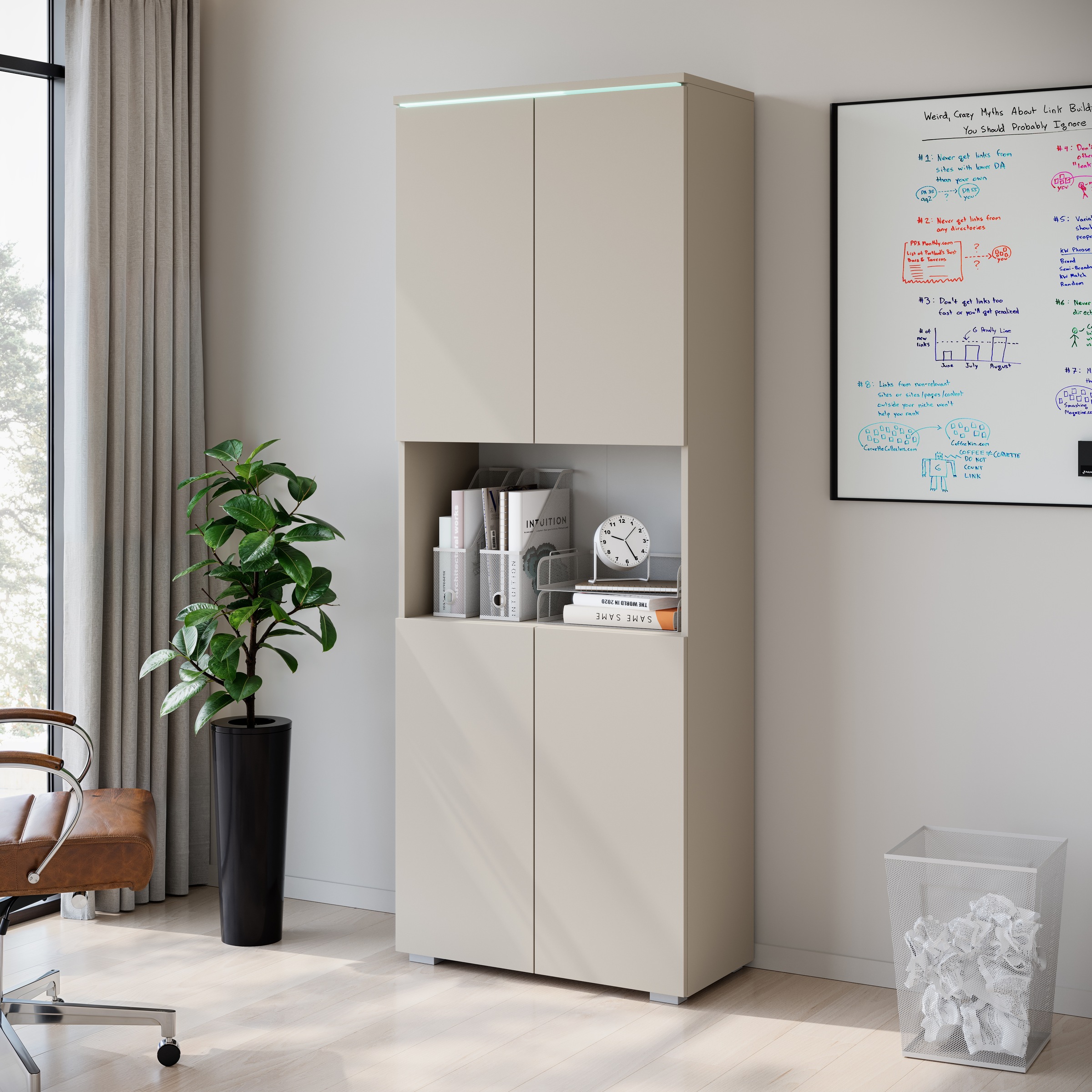 INOSIGN Aktenschrank »Vera, Mehrzweckschrank mit LED-Beleuchtung«, Praktischer Stauraum mit flexibel einstellbaren Ablageböden