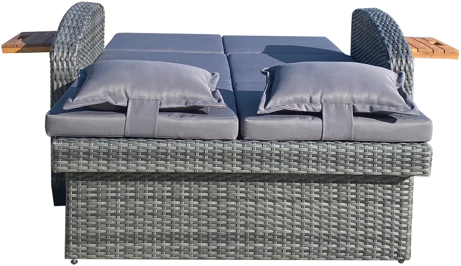 Garden Pleasure Multifunktionsliege »Funktionssofa »BARI««, (ausziehbarer Tisch, inkl. Auflage), Stahl, verstellbare Rückenlehne, L: 136 cm