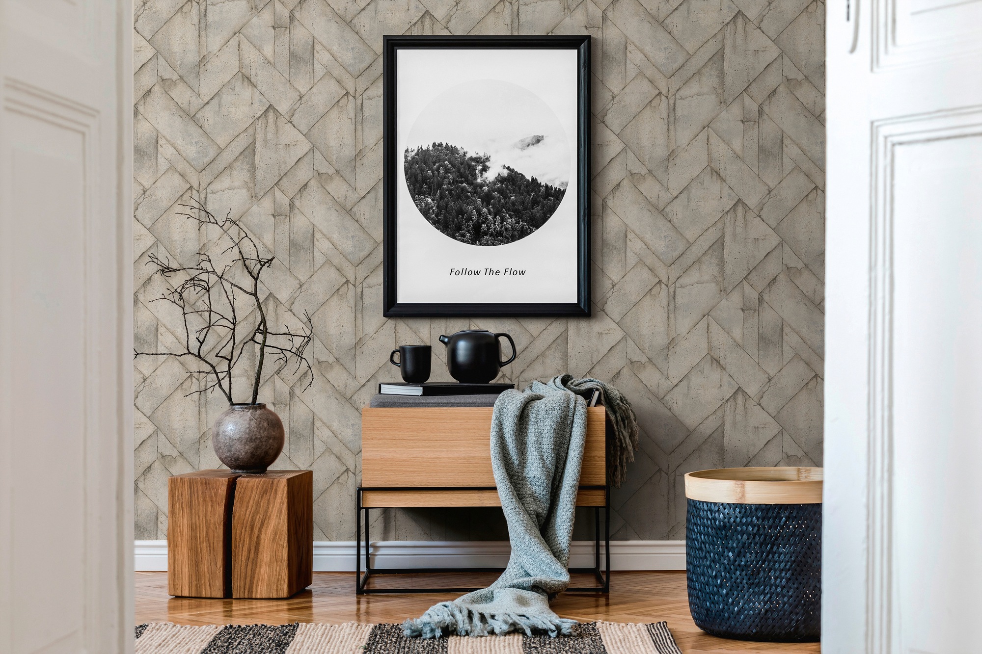 living walls Vliestapete »Industrial«, 3D-Optik-geometrisch-grafisch, Grafik Tapete Stein Tapeten Wohnzimmer Schlafzimmer Küche Design Optik