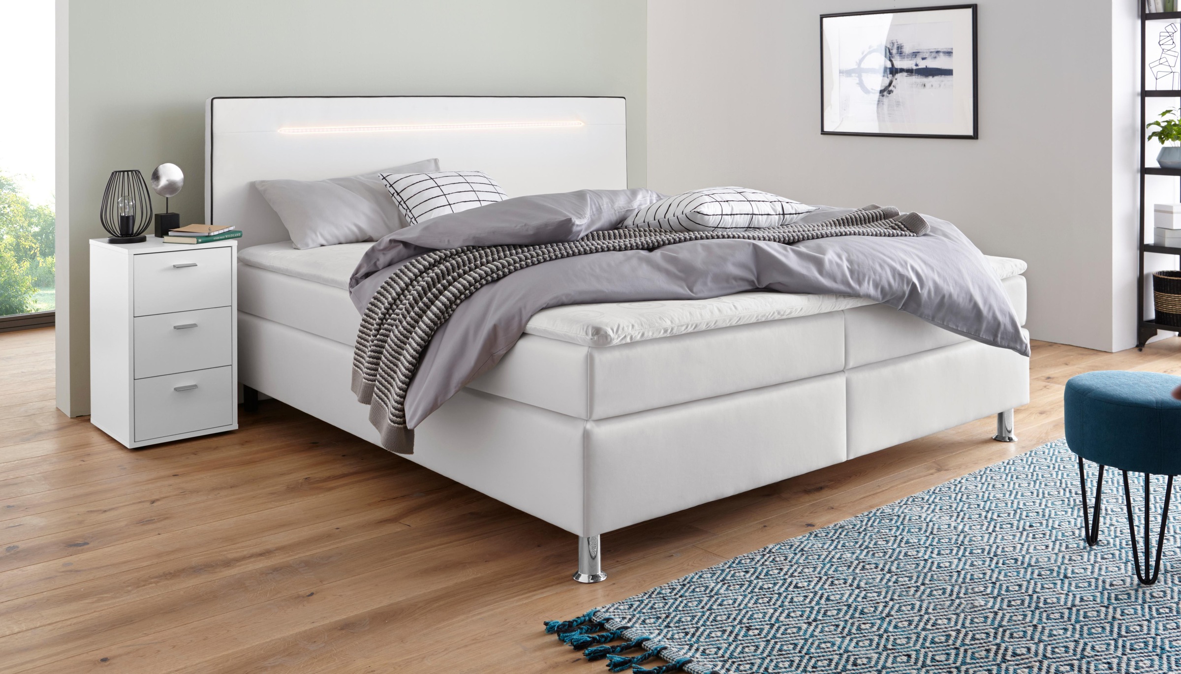COLLECTION AB Boxspringbett »London, inklusive Topper und Kissen, mit LED-B günstig online kaufen