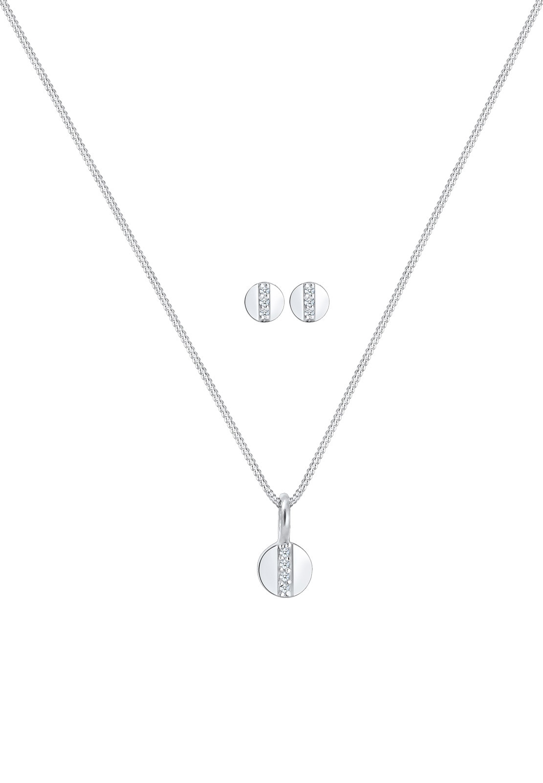 Elli DIAMONDS Schmuckset »Kreis Geo Form Diamant (0.05 ct.) 925 Silber Figa«