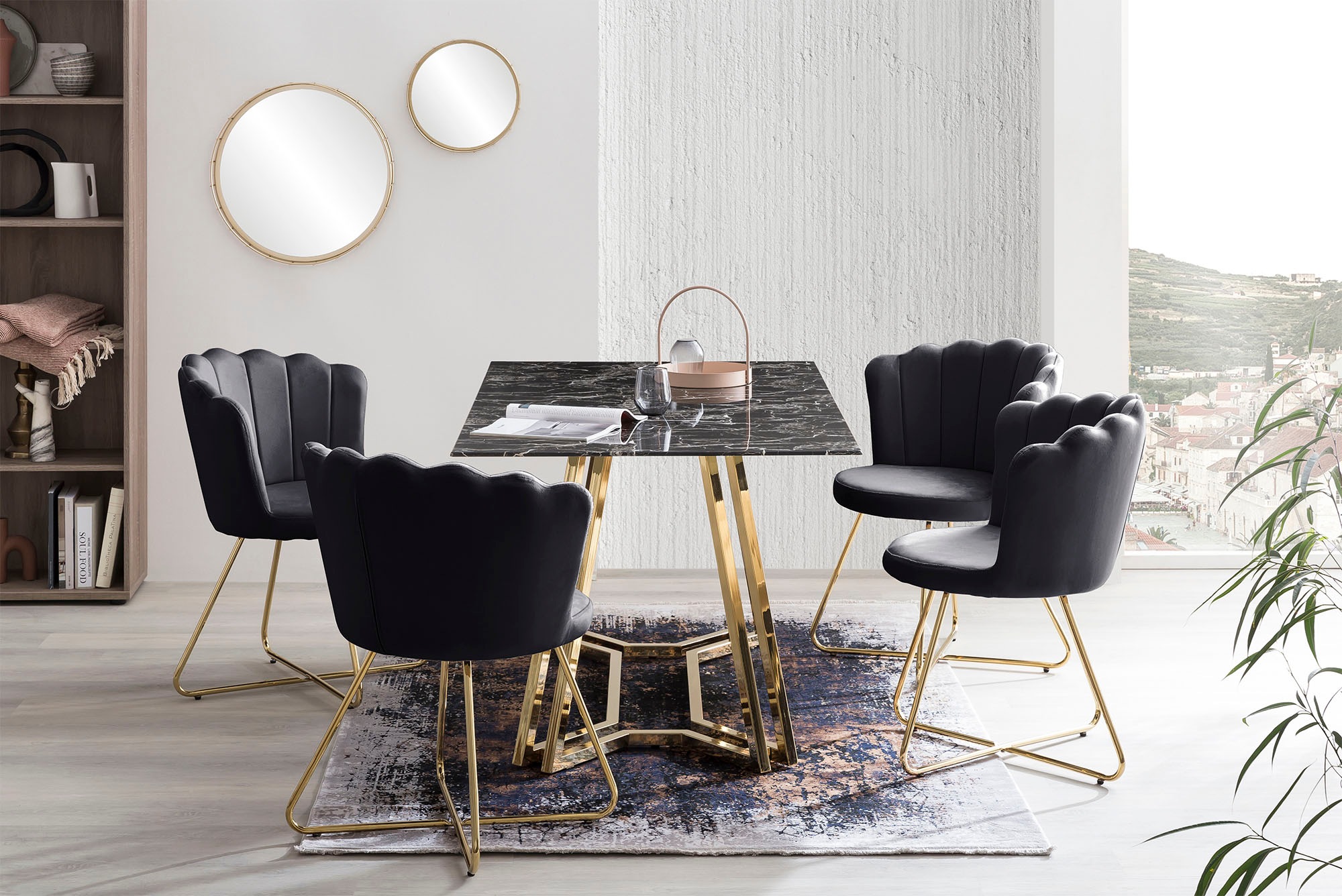 SalesFever Polsterstuhl, (Set), 2 St., Samt, Muschel-Design