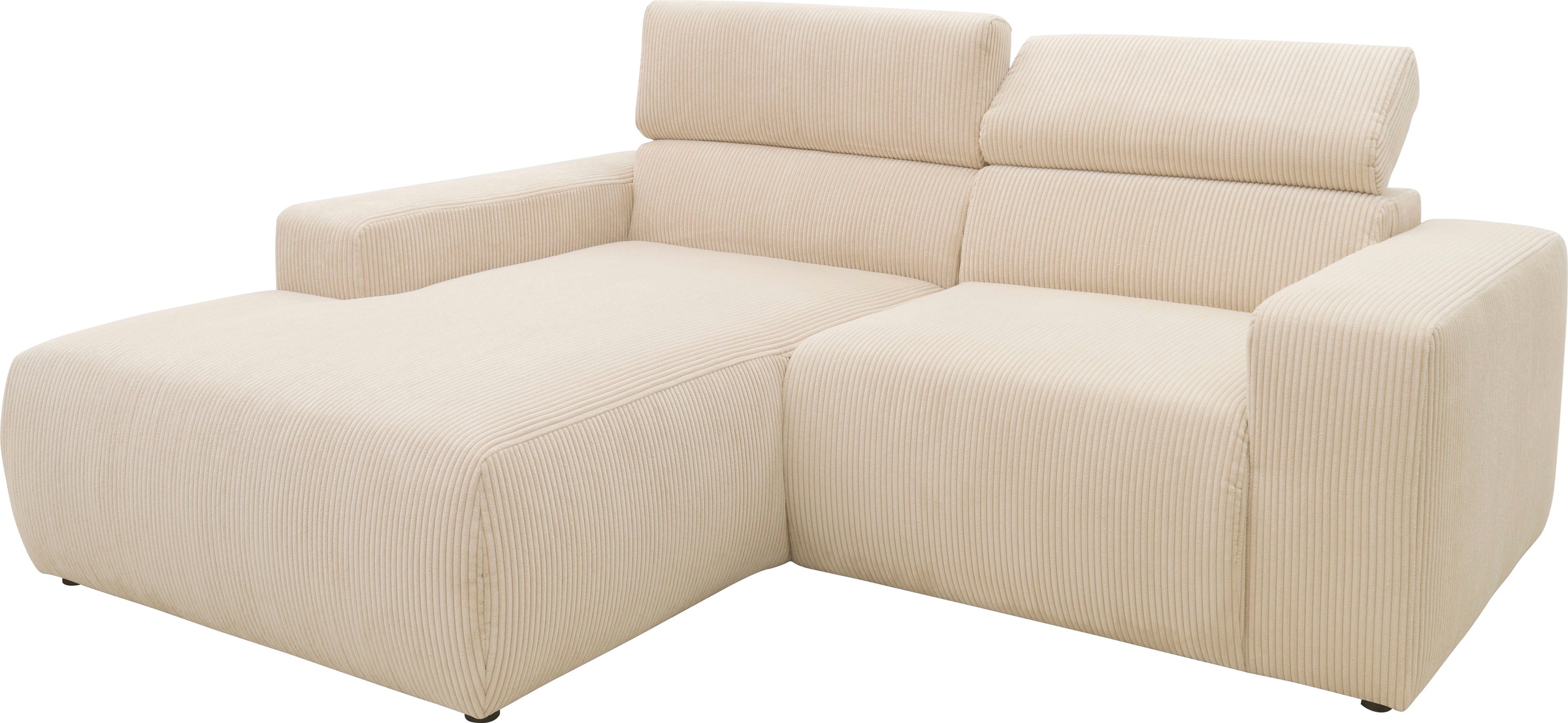 DOMO collection Ecksofa »Brandon B/T: 214/100 cm, belastbar bis 140kg/ Sitz, L-Form«, Cord, creme