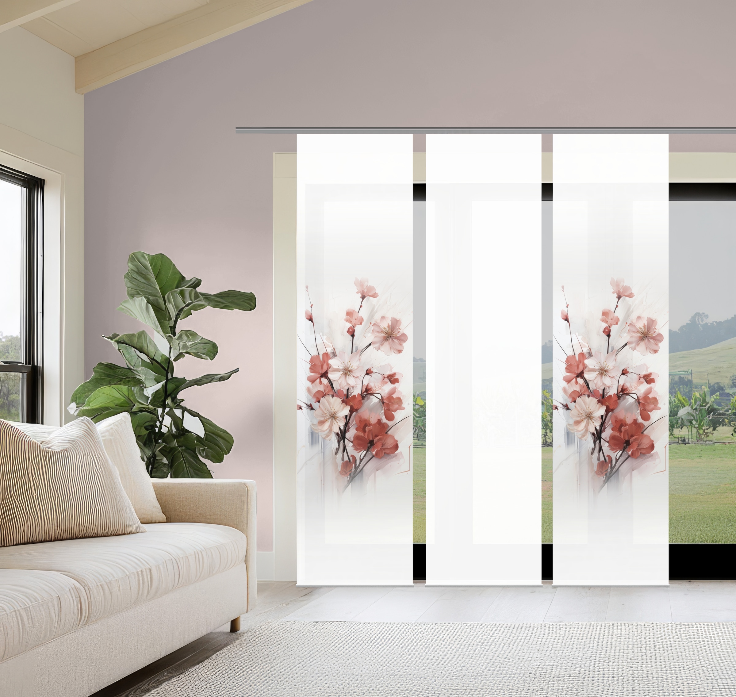 HOME WOHNIDEEN Schiebegardine »LOTUS« Paneelwagen 3 Stk. tlg. Schiebewand S günstig online kaufen