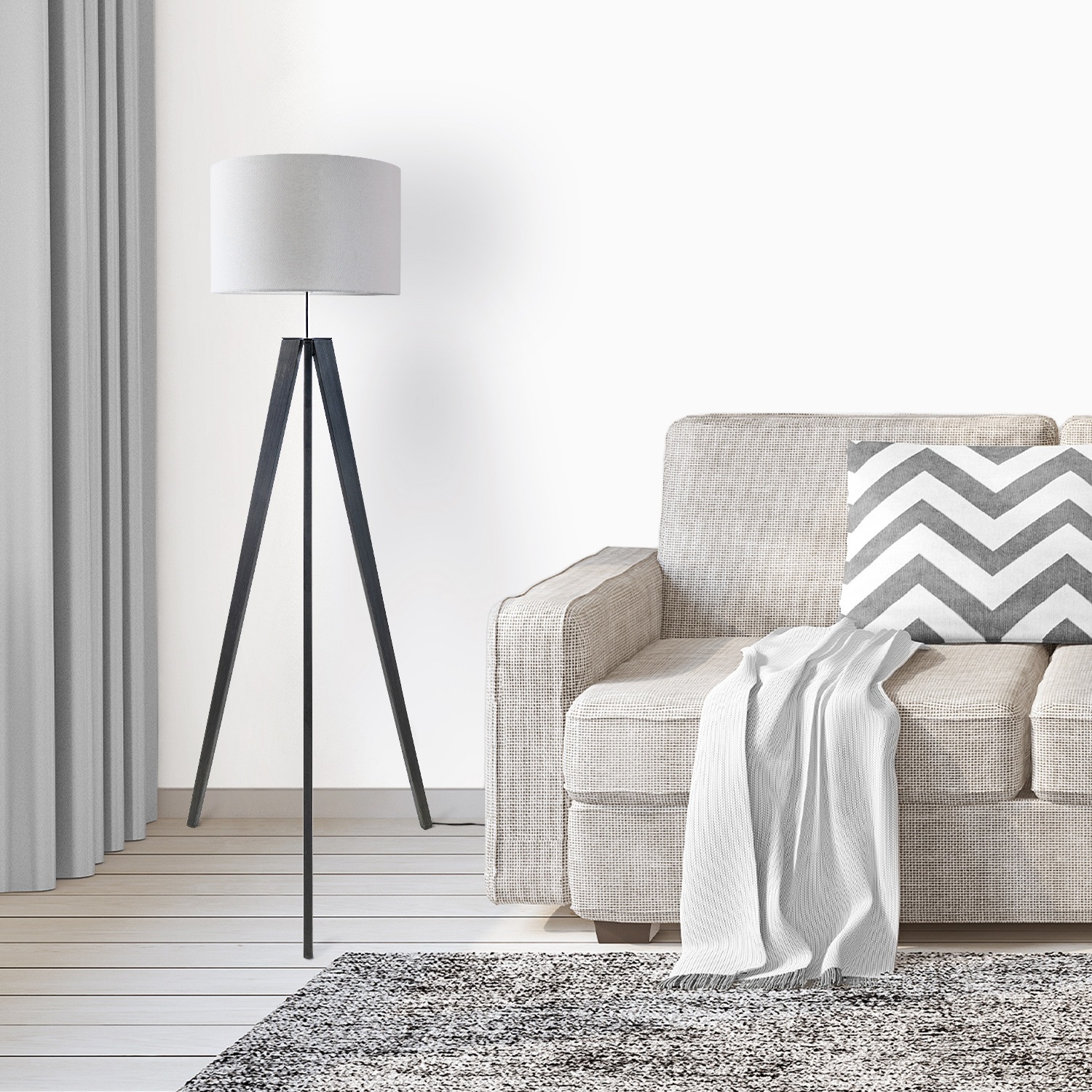 Paco Home Stehlampe »Canvas uni Color«, 1 flammig, Leuchtmittel E27   ohne günstig online kaufen