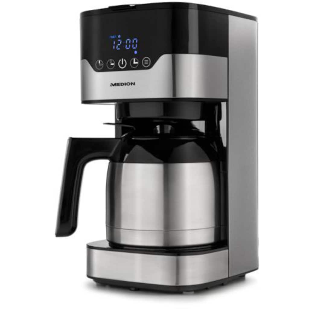 Medion® Filterkaffeemaschine »MD 18458«, 1,2 l Kaffeekanne, Papierfilter, 1x4, Aromawahlschalter mit 3 Stufen, Timer-Funktion