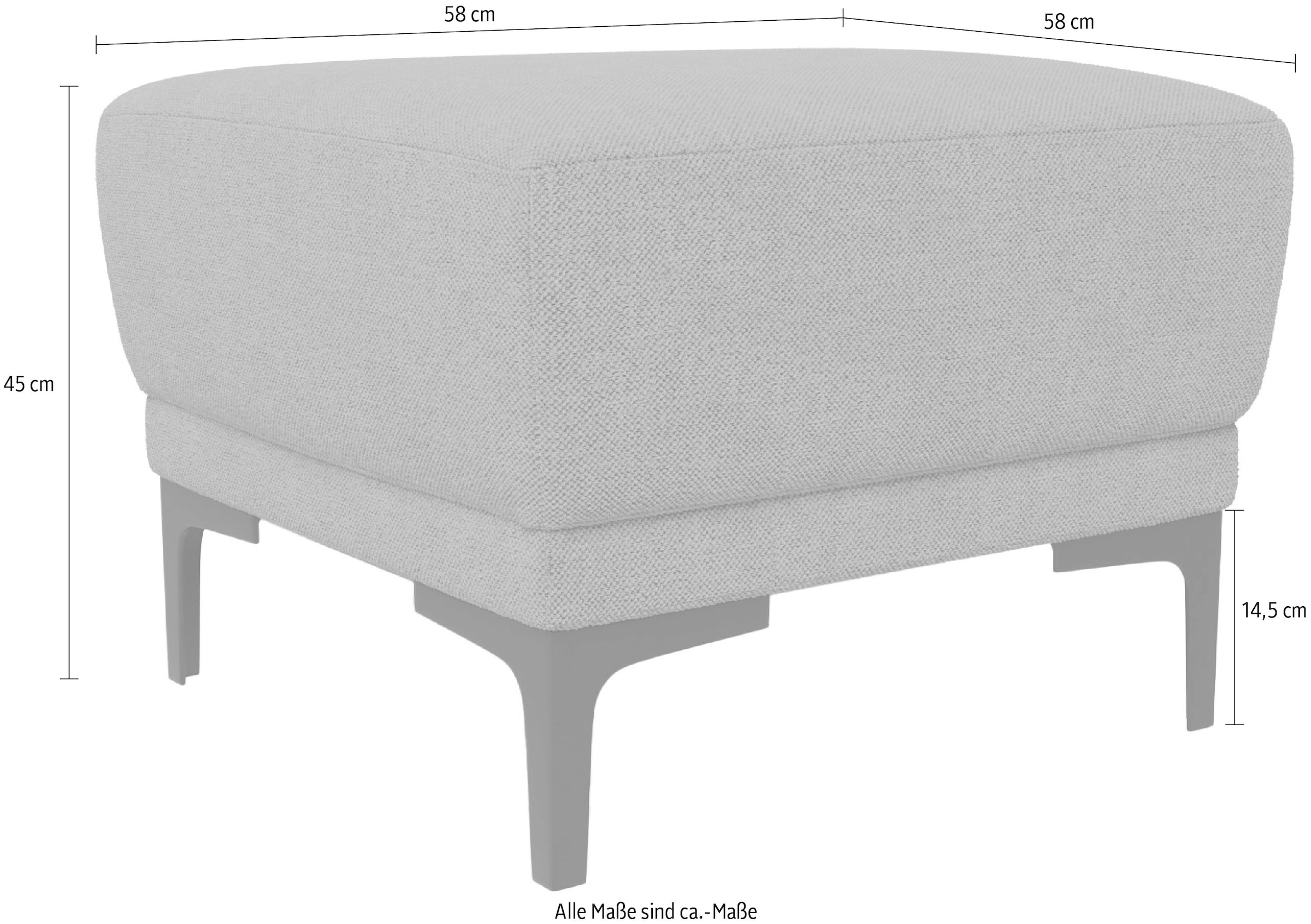 OTTO home Polsterhocker »Xander« Breite 58 cm, Soft-Touch Chenille, schwarze Metallfüße