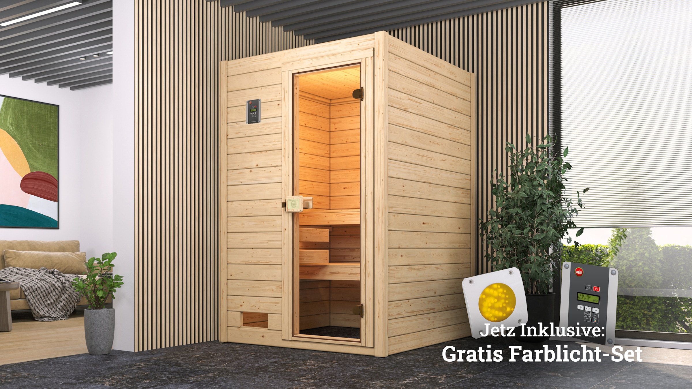 weka Sauna »Valida« Set,  4,5 kW Bio-Ofen mit digitaler Steuerung