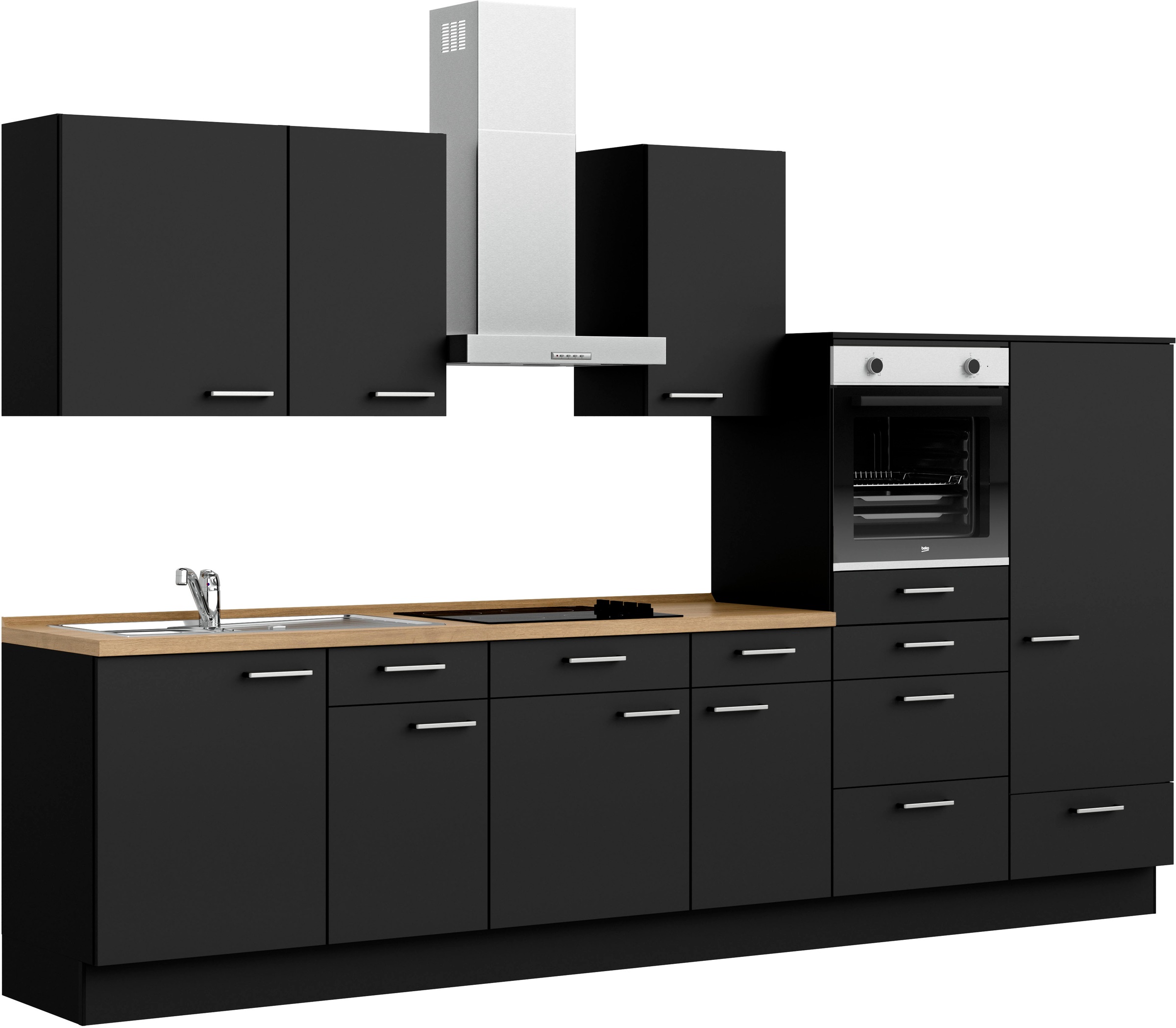 nobilia® Küchenzeile »"Touch I"« vormontiert,  Ausrichtung wählbar, Breite 330 cm, wahlw. mit E-Geräten