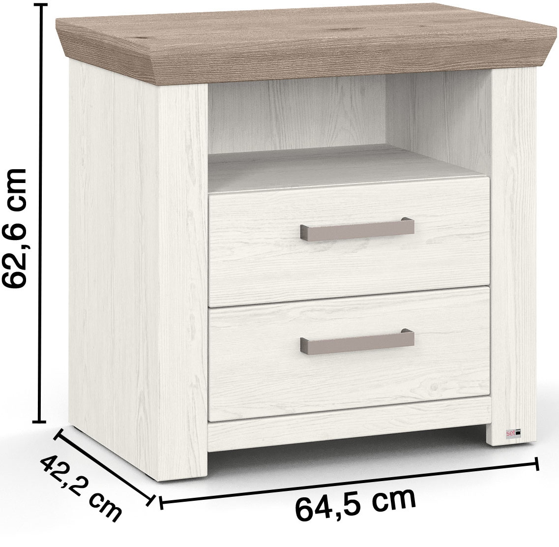 set one by Musterring Nachtkommode »York Schlafen«, (1 St.), mit zwei Schubkästen und offenem Fach, zwei Farbvarianten, B65 x T42cm