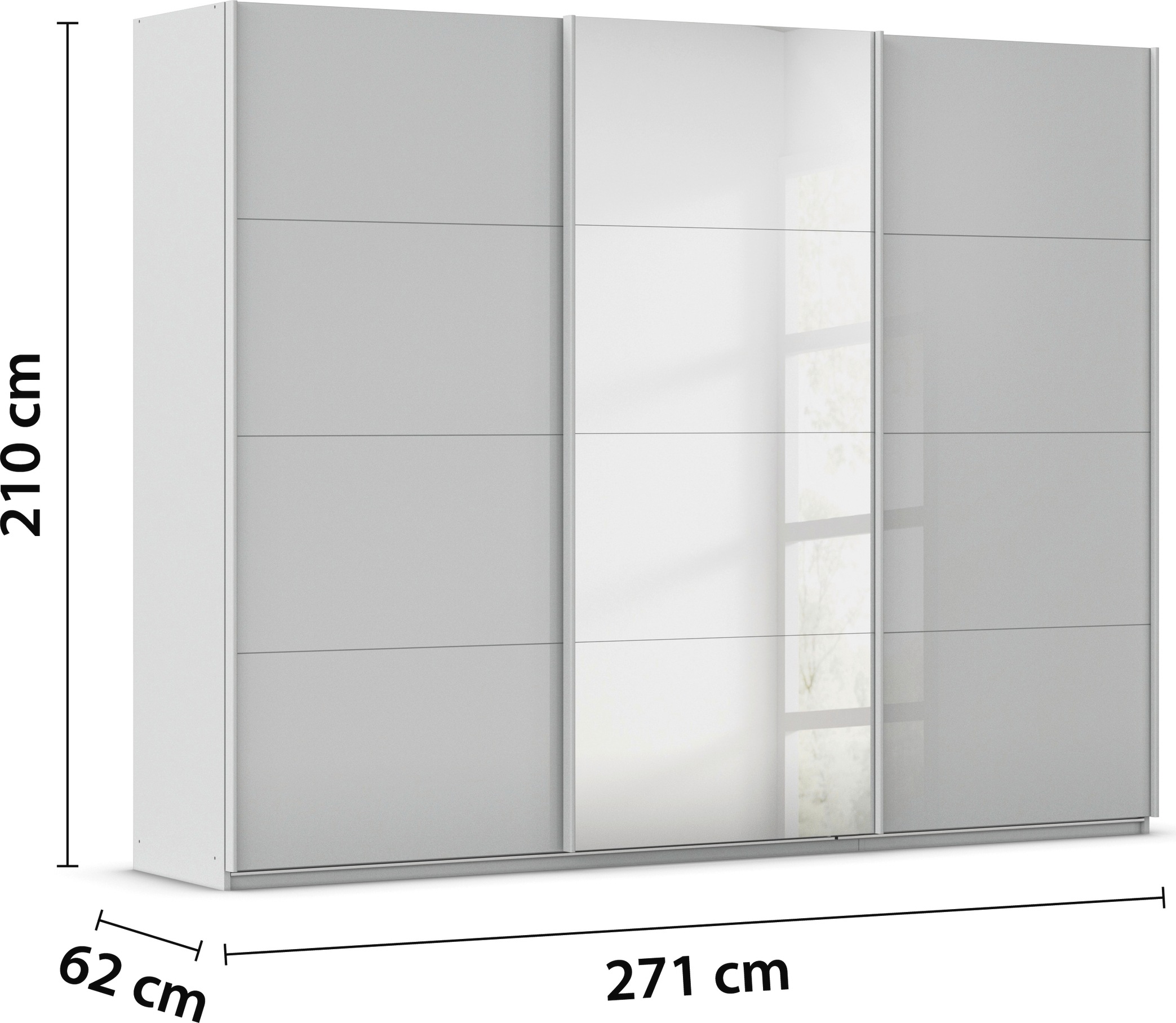 rauch Schwebetürenschrank »Kleiderschrank Kleiderschränke Schrank Garderobe AGORDO mit Glasfront«, durchdachte Innenausstattung, in 4 Breiten und 2 Höhen MADE IN GERMANY