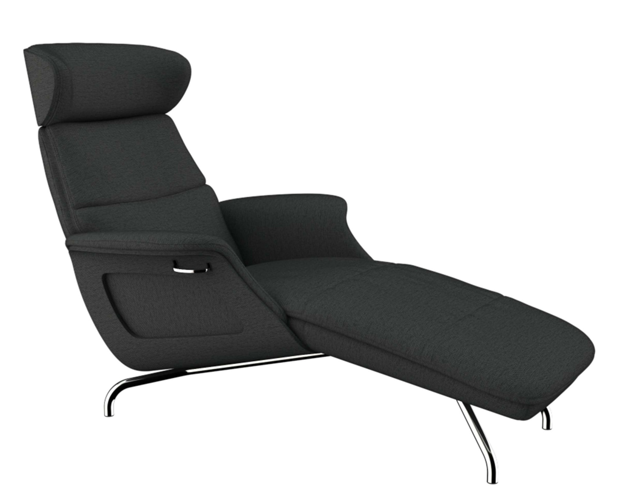 FLEXLUX Loungesessel »Clement Chaislongue, Relaxstuhl, Liegesessel,«, Rücken- & Kopfteilverstellung, Armlehne gepolstert geölt, Fuß Alu