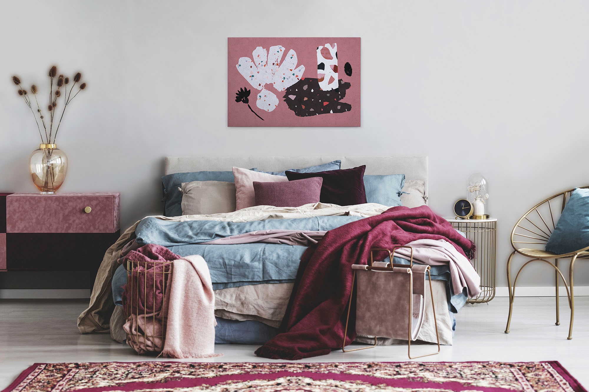 A.S. Création Leinwandbild »terrazzo 4«, Kunst-Abstrakt-Kinder, (1 St.), Keilrahmen Bild Abstrakt Bunt Rosa Leinwand-Bild Wohnzimmer modern