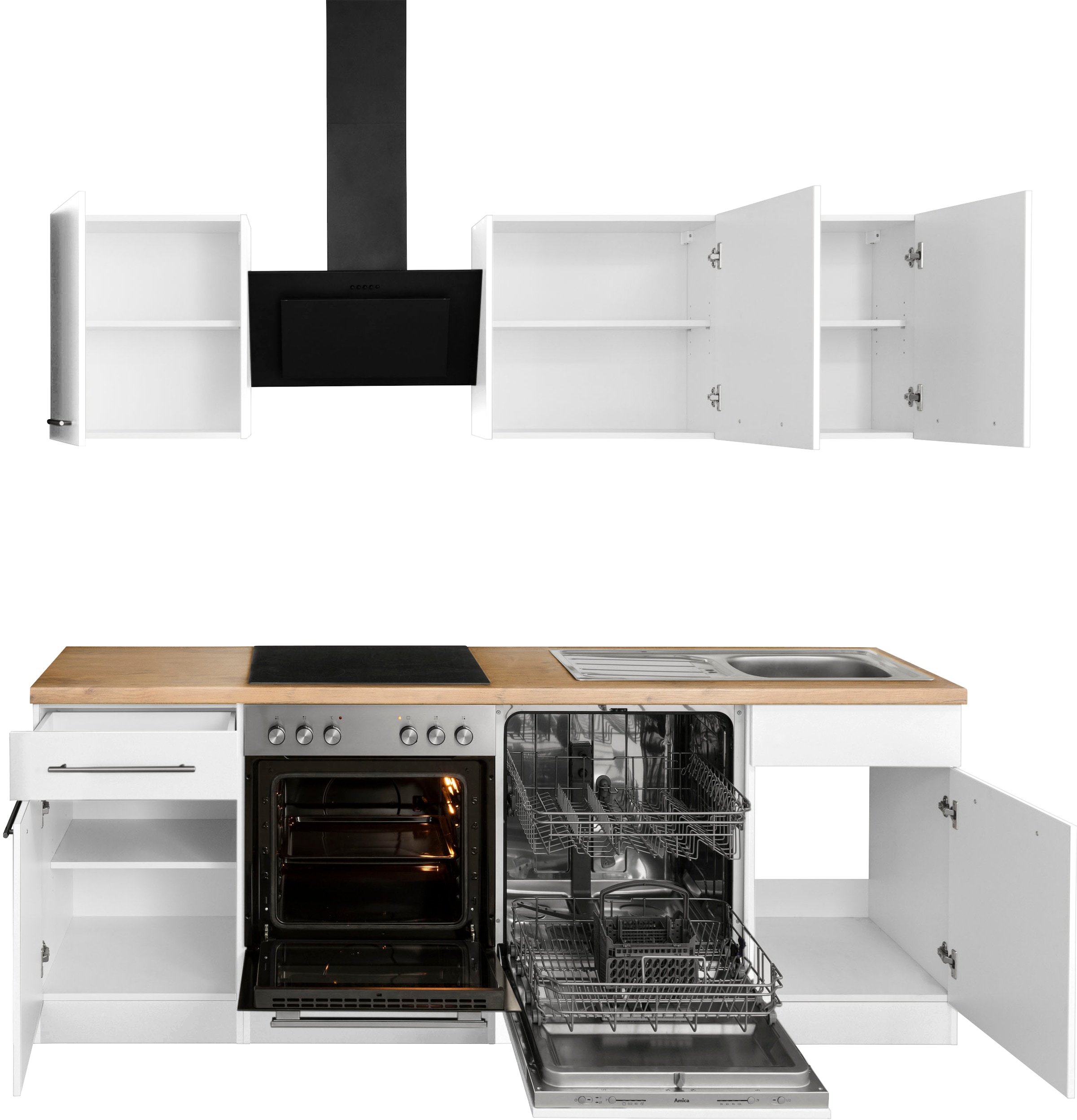 wiho Küchen Küchenzeile »Unna«, mit E-Geräten, bestellen Raten Breite 220 cm auf